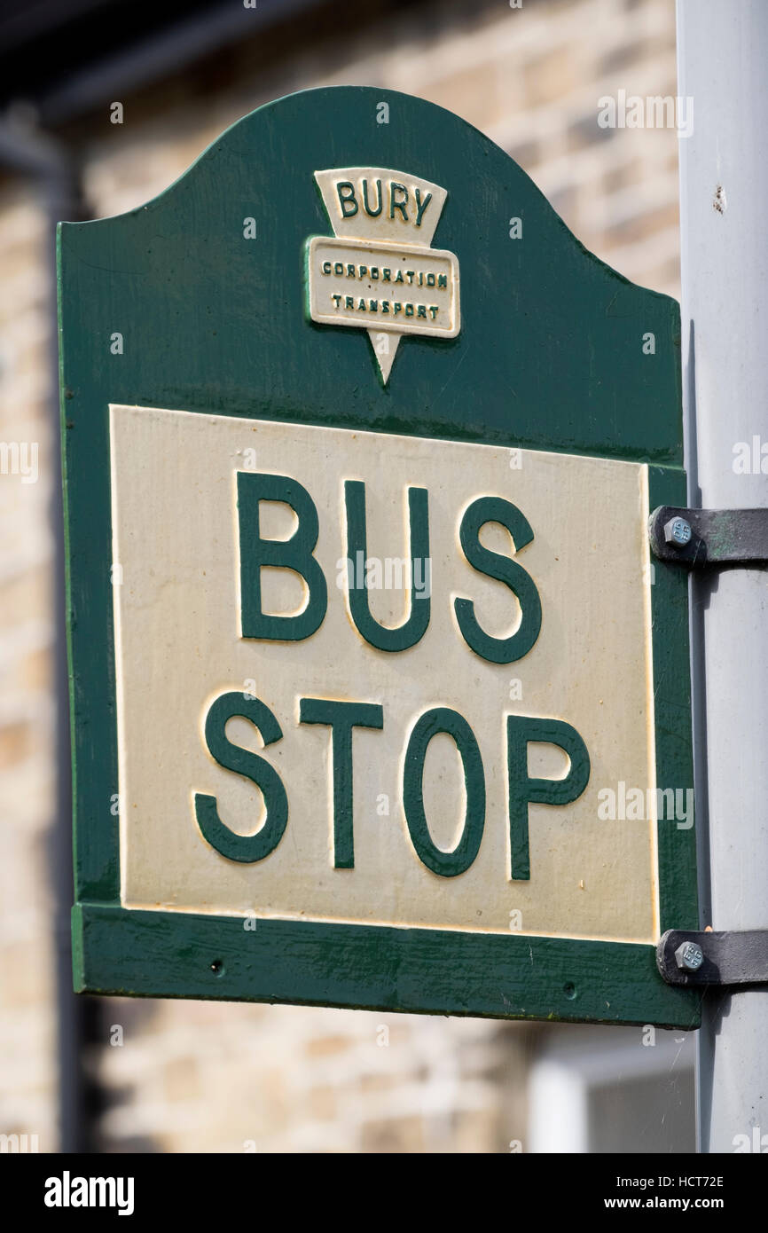 Señal de parada de autobús Vintage Foto de stock