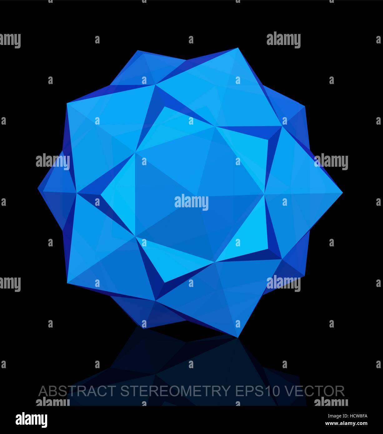 Geometría abstracta: low poly dodecaedro azul. 3D de objetos ...