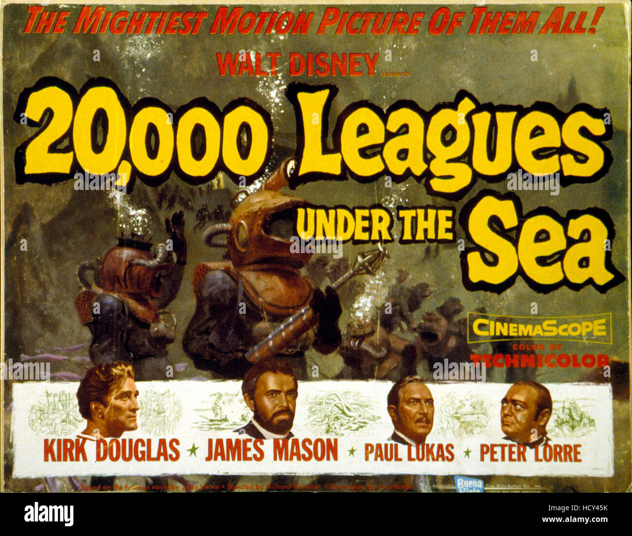20.000 Leguas Bajo el mar, carteles de cine, 1954 Foto de stock