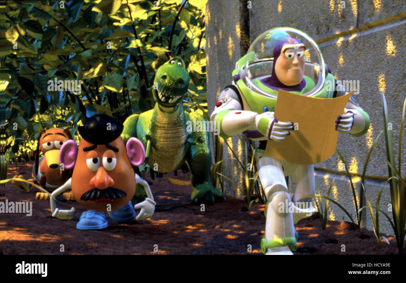 TOY story 2, Slinky Dog, el Sr. cabeza de papa, Rex, Buzz Lightyear, 1999,  tras el mapa Fotografía de stock - Alamy