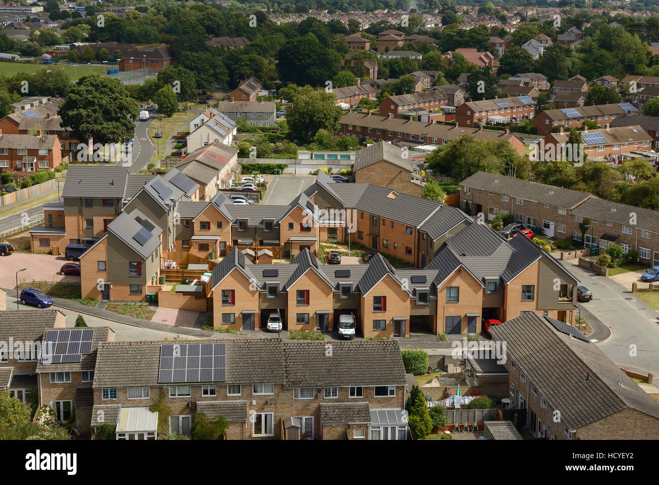 Construir nuevas viviendas sociales en las afueras de Southampton, Reino Unido Foto de stock