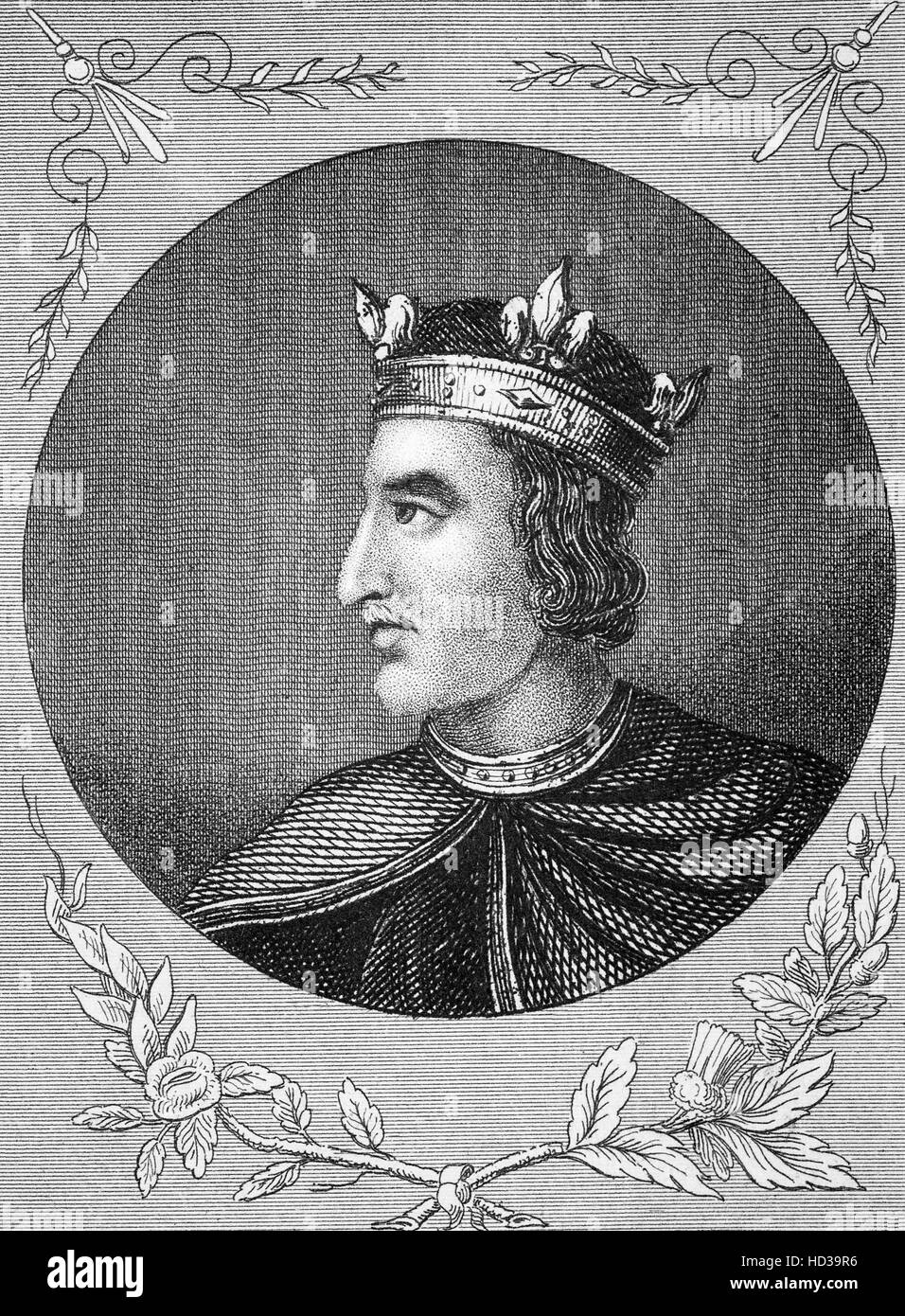Enrique I (1068 - 1135), también conocido como Henry Beauclerc, fue Rey de Inglaterra desde 1100 hasta su muerte. Fue el cuarto hijo de Guillermo el Conquistador y fue educado en latín y las artes liberales. Foto de stock