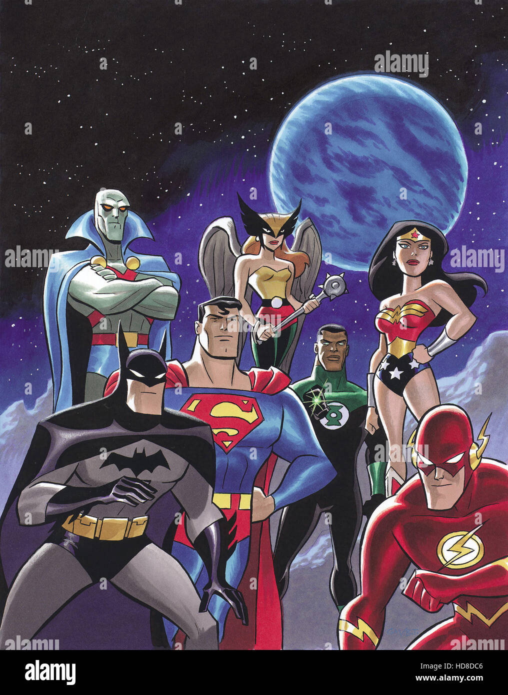 La liga de la justicia, J'onn J'onzz, Batman, Superman, Hawkgirl, Linterna  verde, Wonder Woman, Flash, 2001-. (C)/ Warner Bros Fotografía de stock -  Alamy
