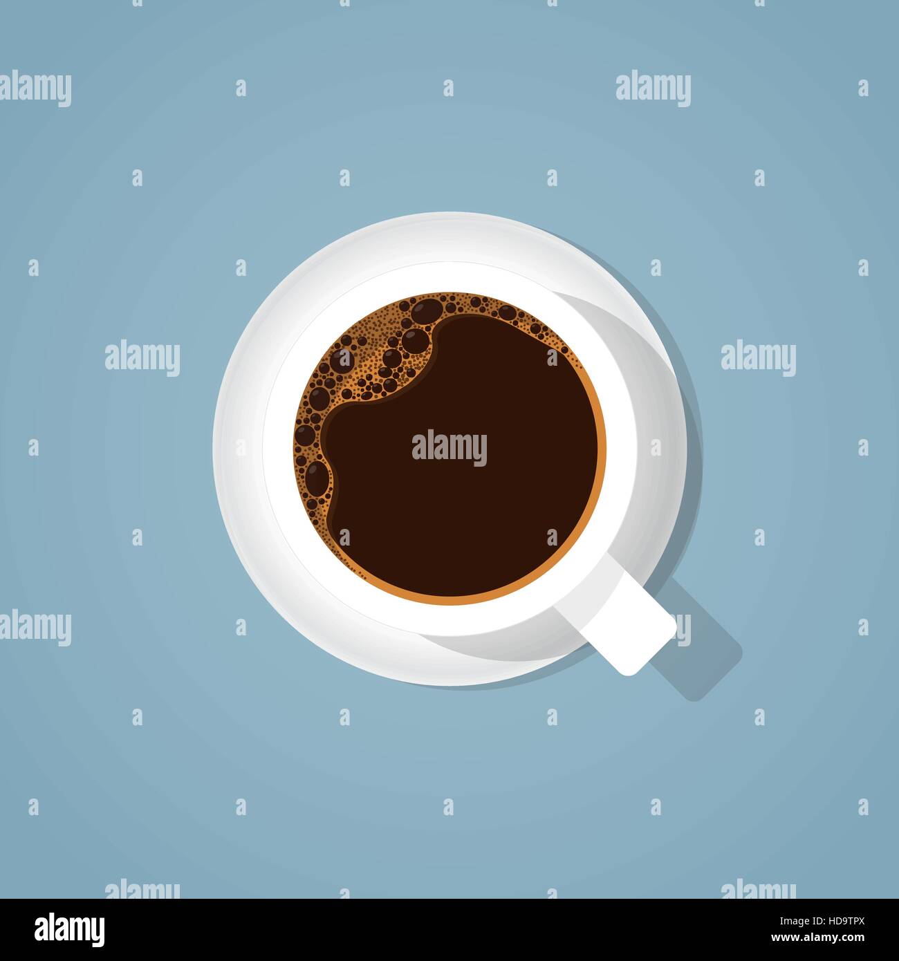 Realista de la taza de café con café negro con espuma y burbujas. Ilustración vectorial para diferentes recetas de café. Ilustración del Vector