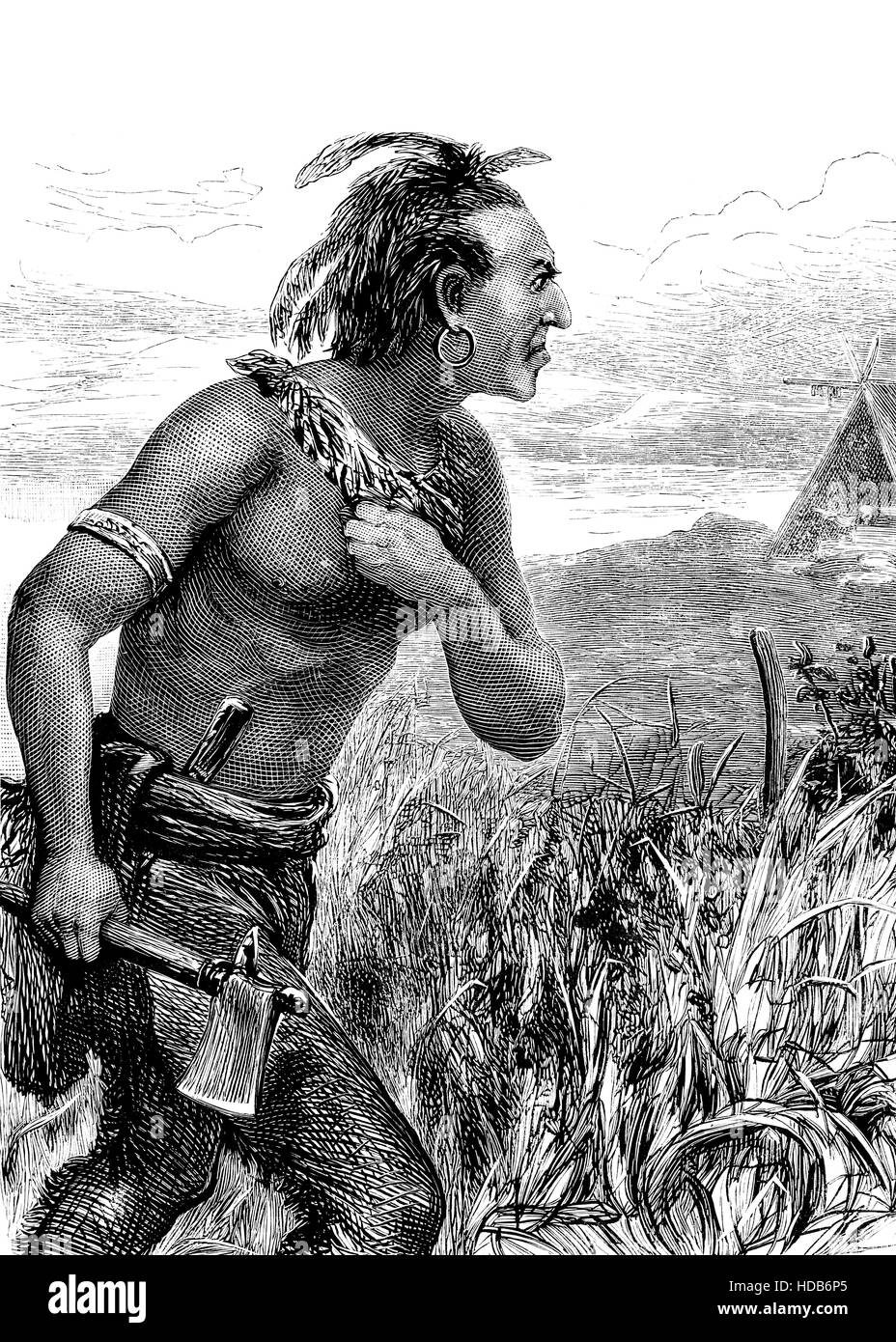 Dibujo indio americano del siglo xix fotografías e imágenes de alta