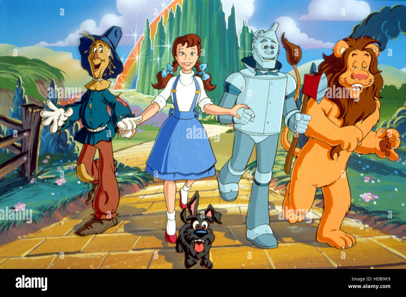El Mago de Oz, espantapájaros, Dorothy, Toto el perro, Tinman, León