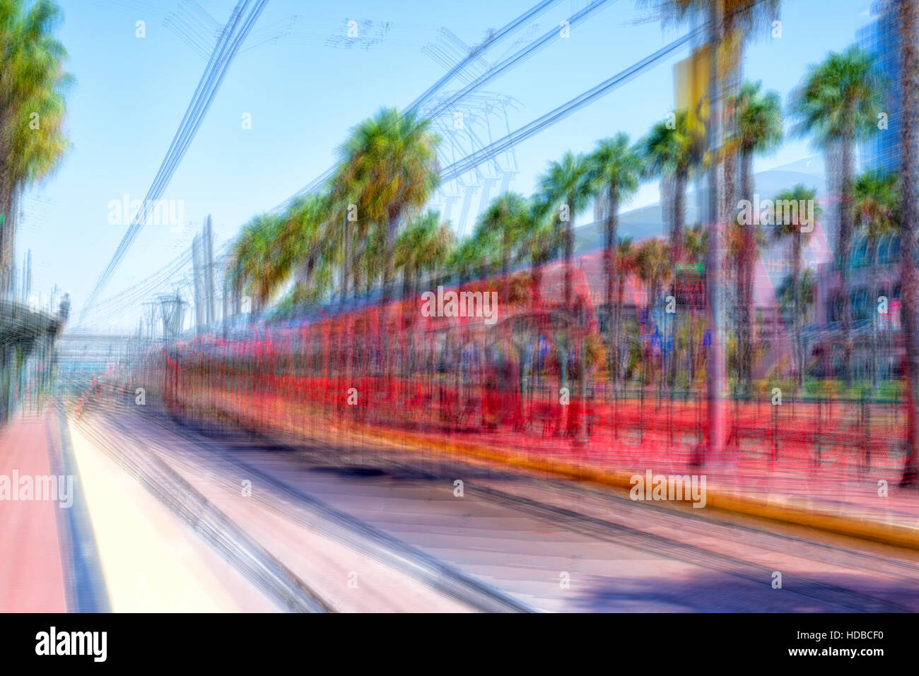 San Diego, California, USA. Impresionista foto del tranvía de San Diego. Foto de stock