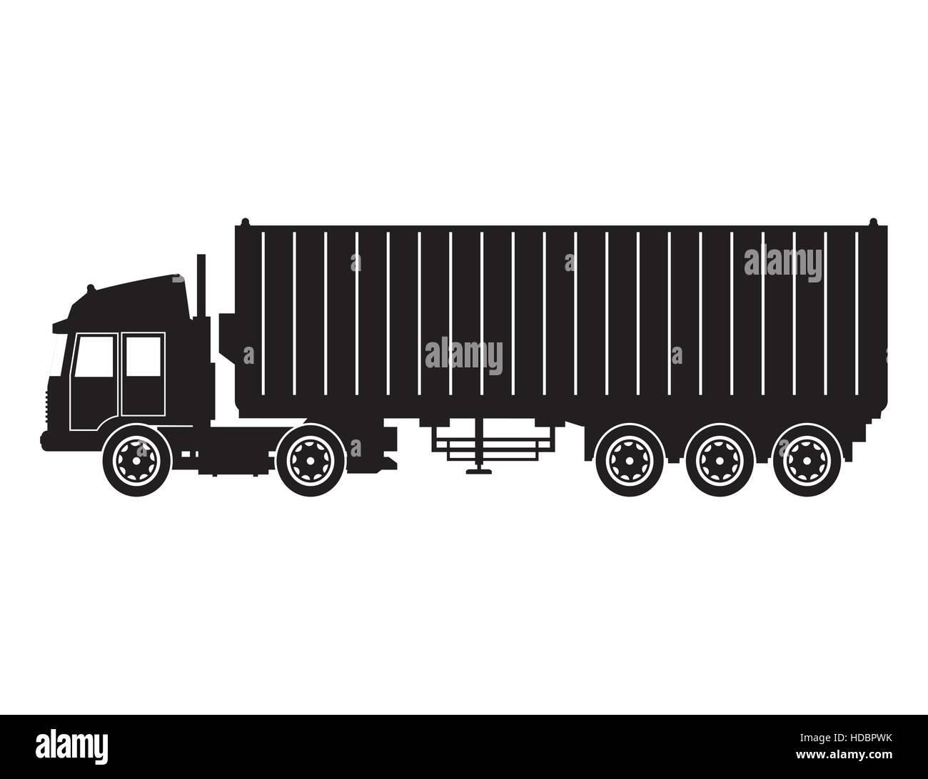 Silueta trailer en la entrega de los contenedores de transporte de carga  Imagen Vector de stock - Alamy