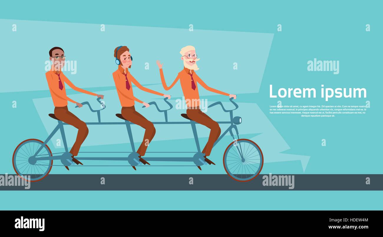 Gente de negocios Grupo Concepto de trabajo en equipo en bicicleta  Equitación ilustración vectorial Imagen Vector de stock - Alamy