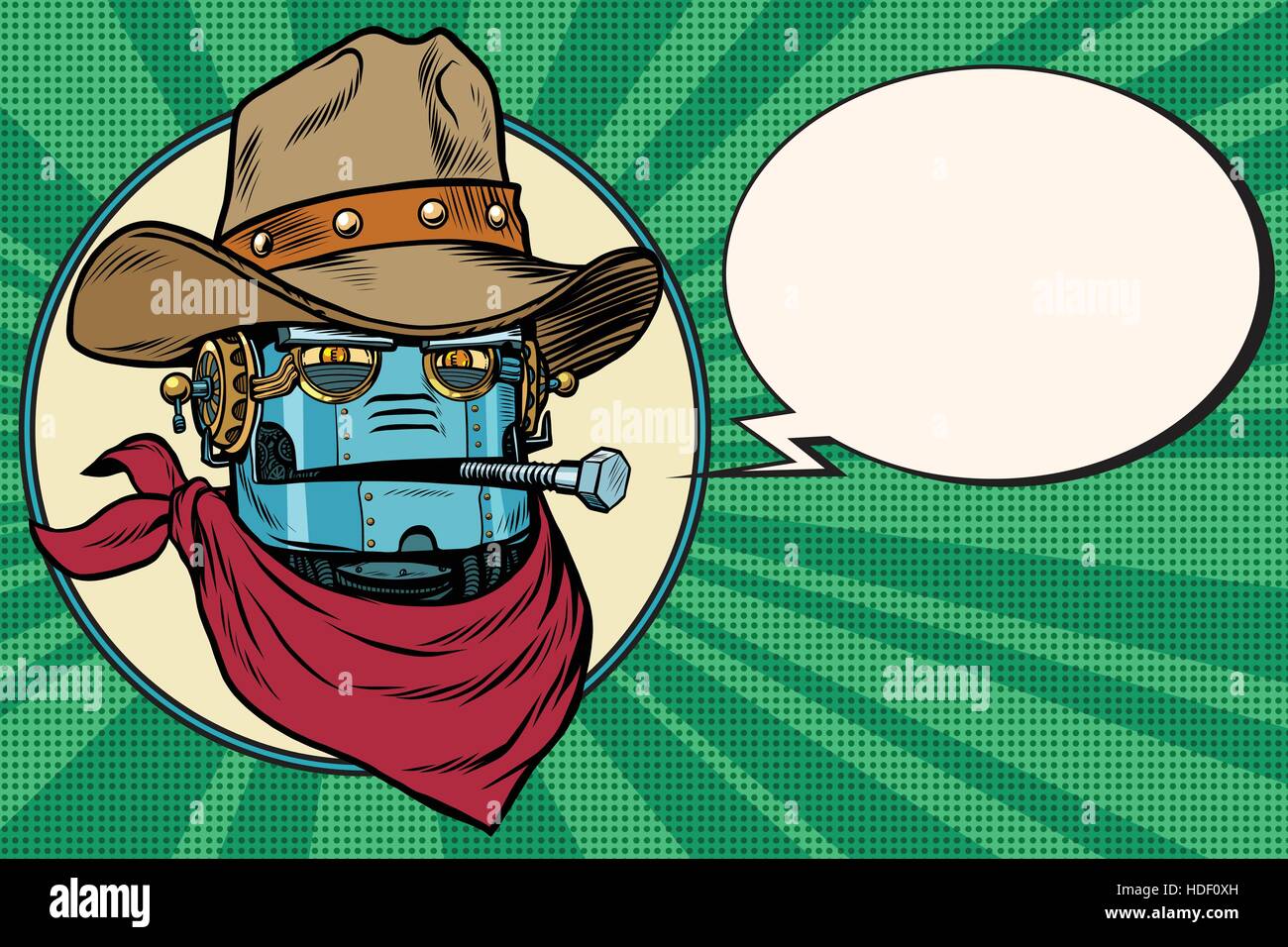 Robot cowboy oeste salvaje mundo Imagen Vector de stock - Alamy