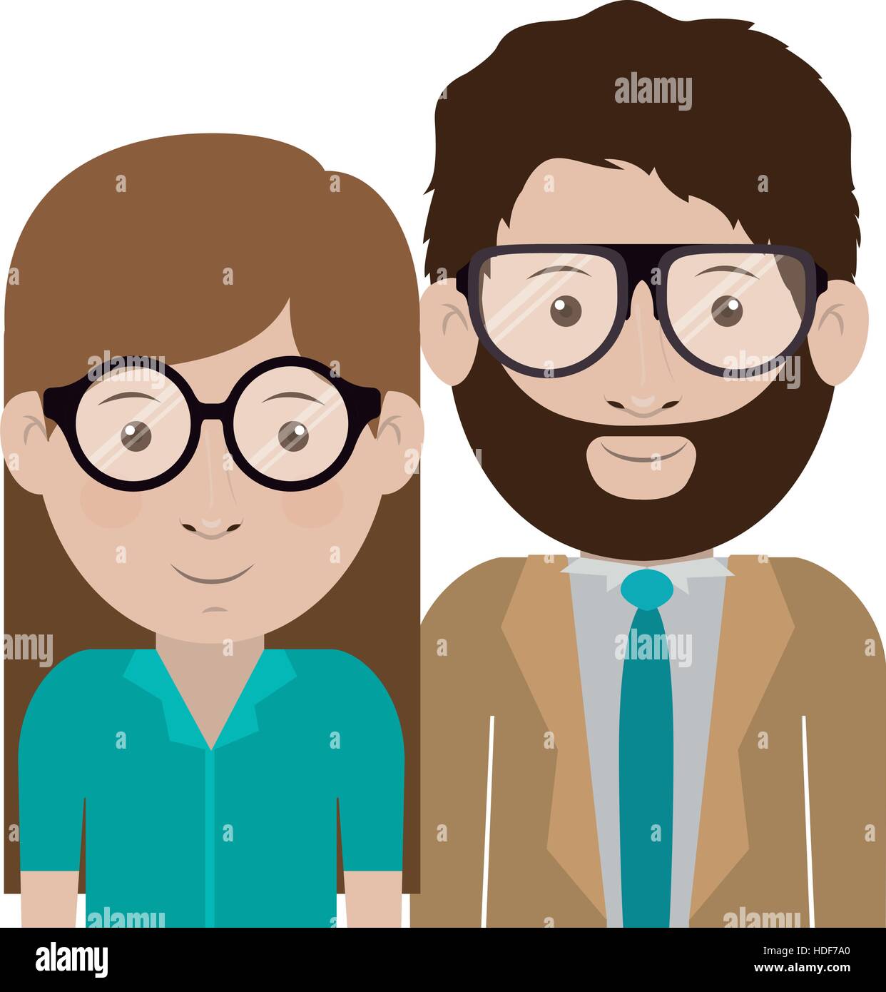 El hombre y la mujer con gafas de diseño de dibujos animados Imagen Vector  de stock - Alamy