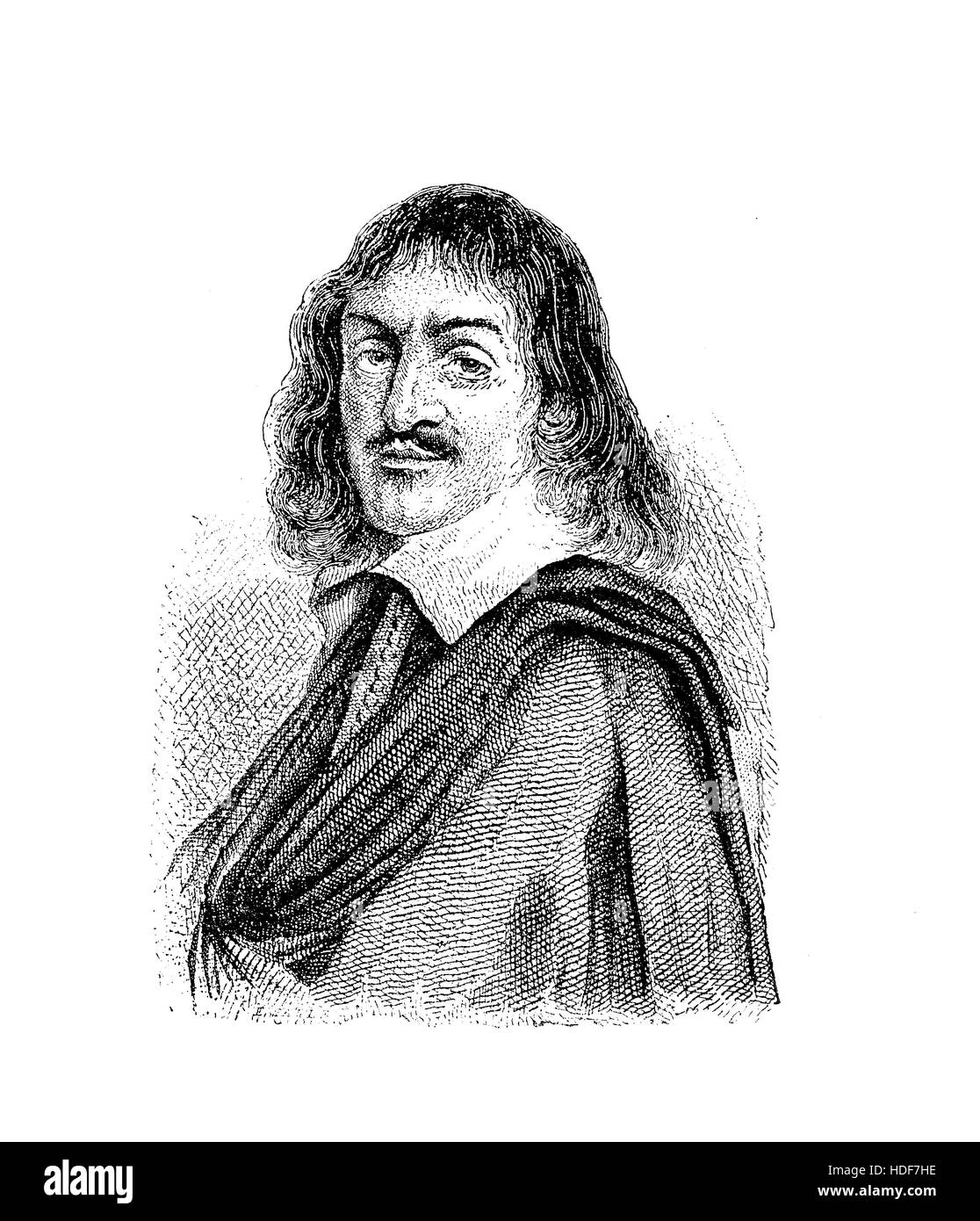 Retrato de René Descartes (31 de marzo de 1596 - 11 de febrero de 1650),  conocido también como Renatus Cartesius, filósofo, matemático y científico  , padre de la geometría analítica, del cálculo