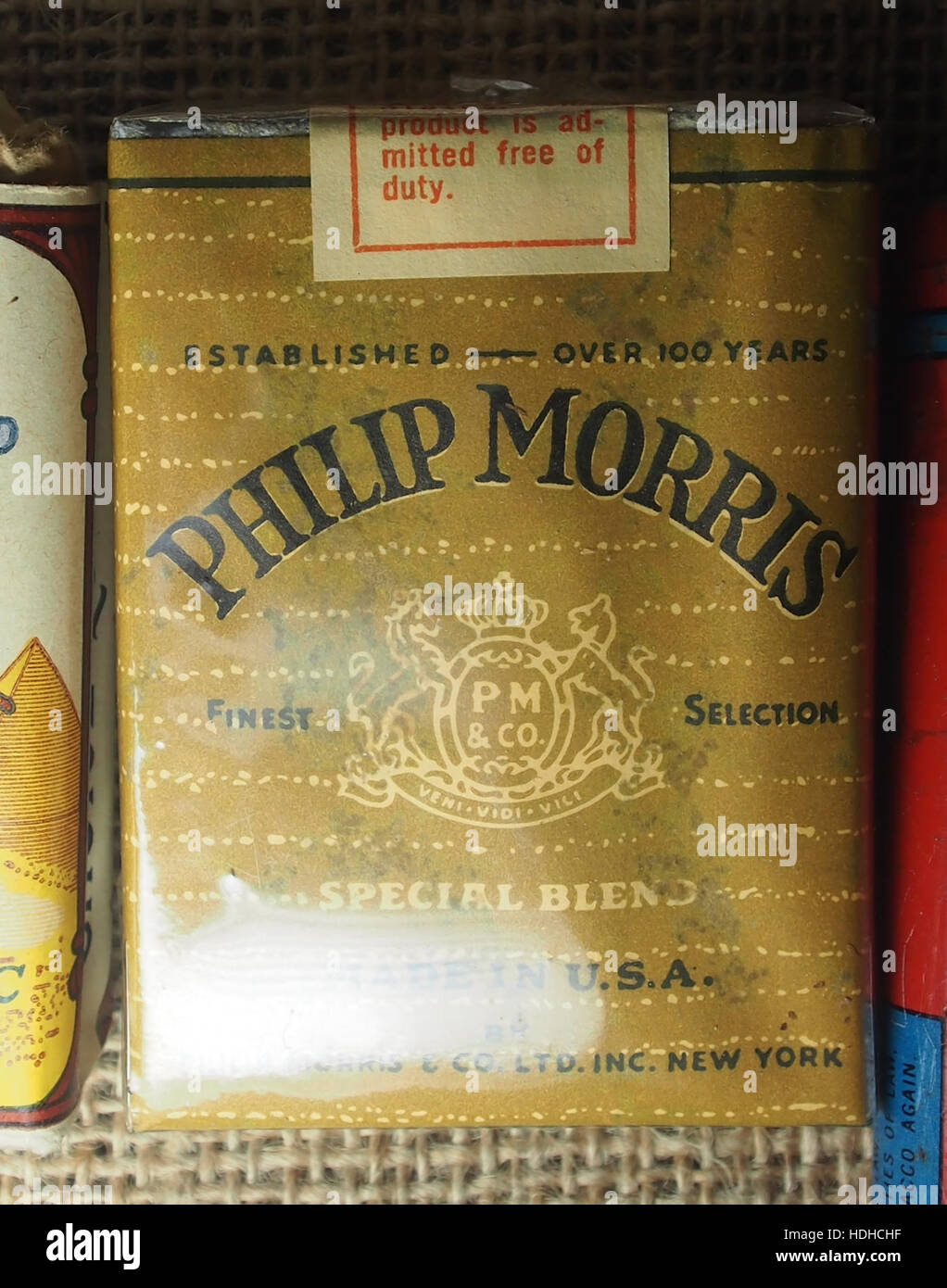 Philip Morris sicarette pack de WW2, Museo invierno 1944 en Gingelom Foto de stock