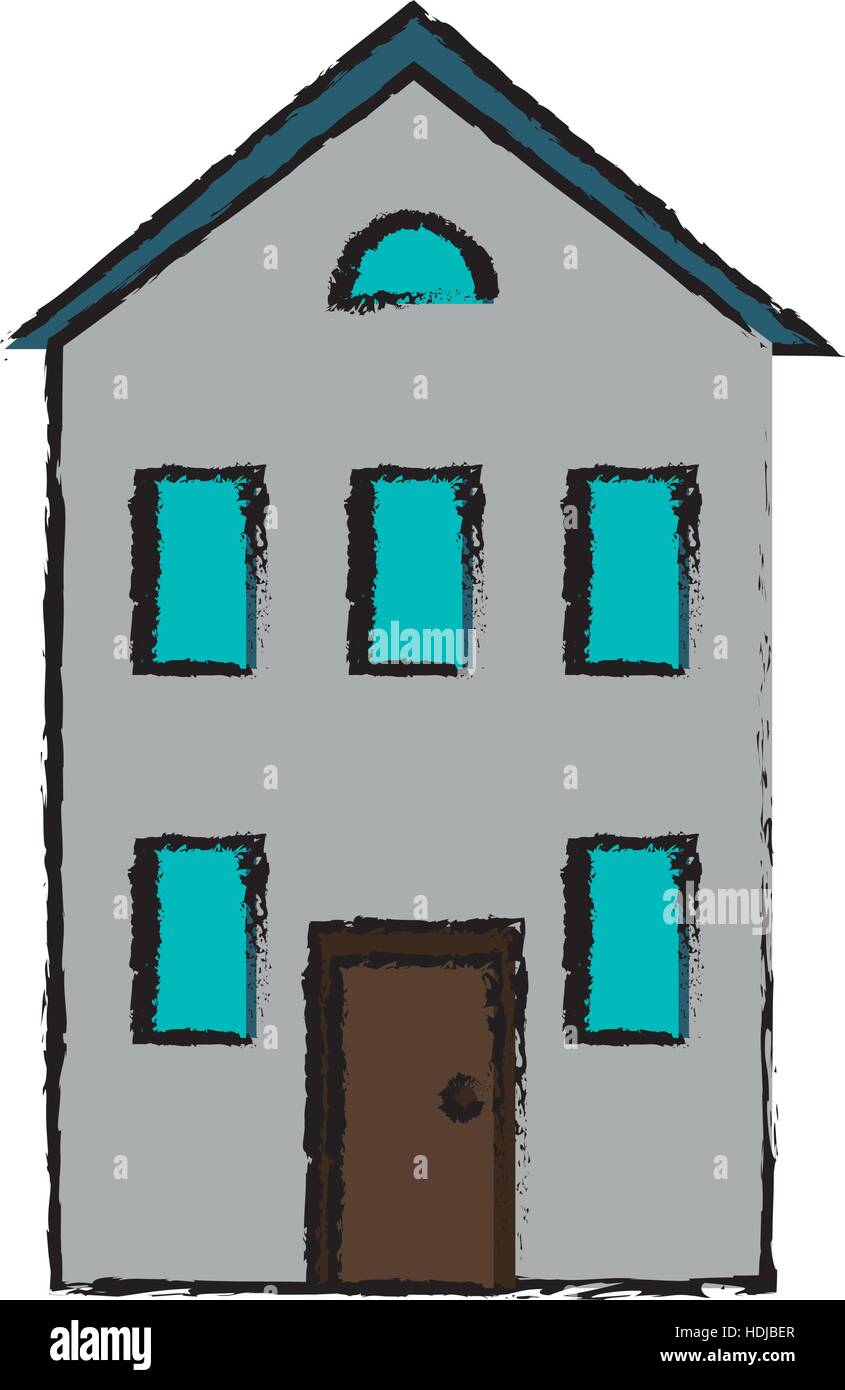 Dibujo de dos pisos de la casa de estado real Imagen Vector de stock - Alamy