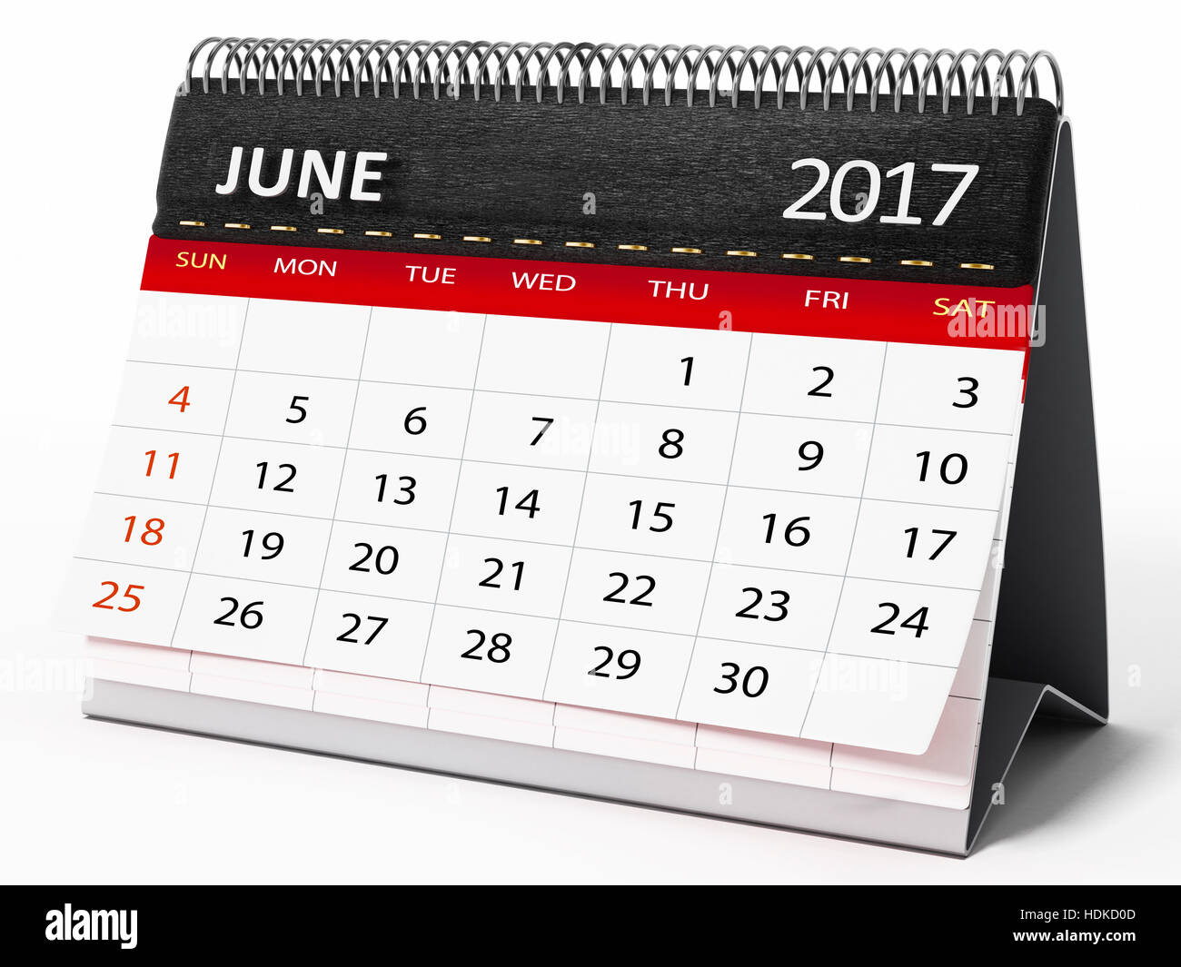 Junio 2017 calendario de escritorio aislado sobre fondo blanco. Ilustración  3D Fotografía de stock - Alamy