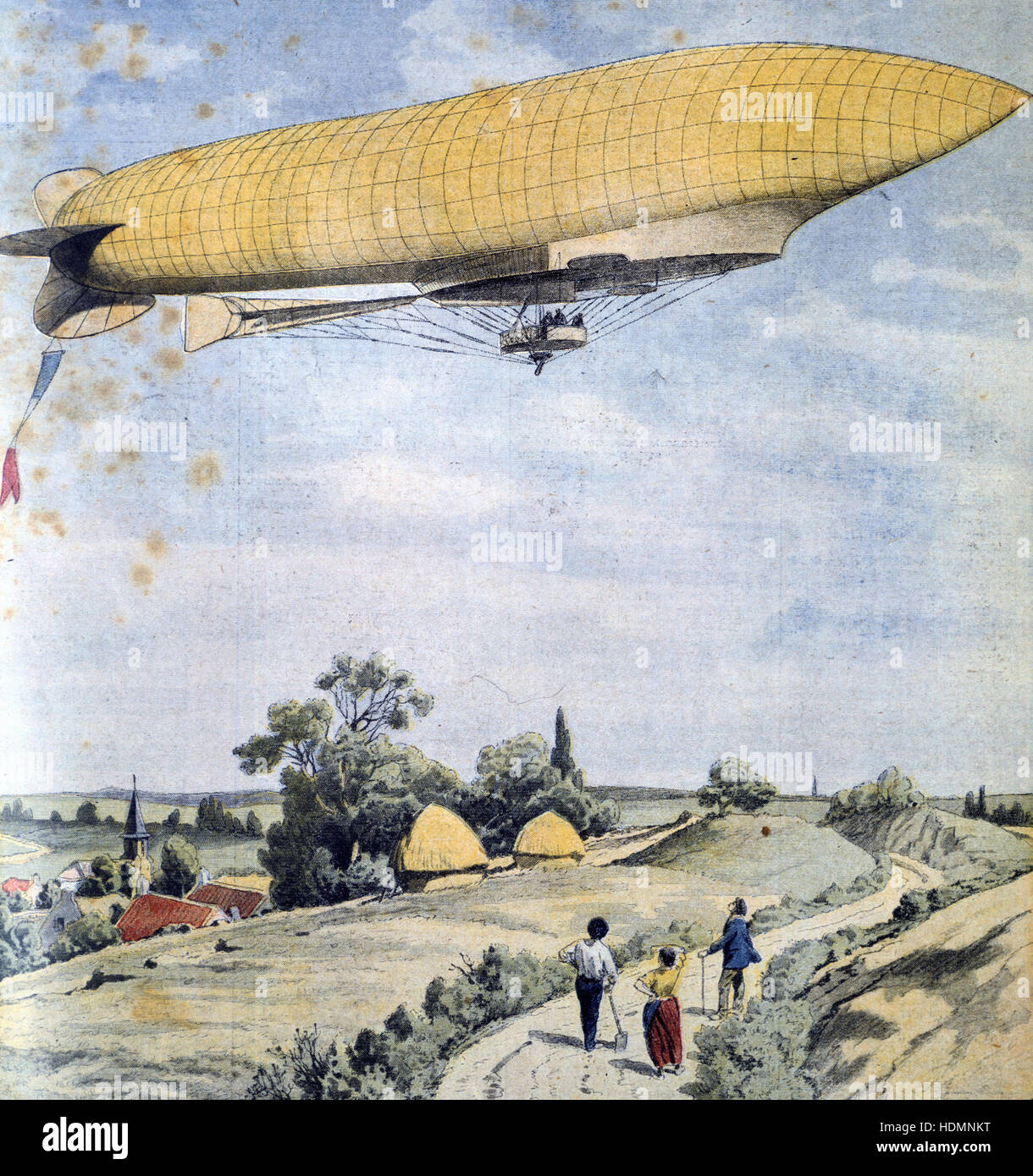 "Le Petit Journal" Paris, 20 de septiembre de 1908 - El dirigible militar francesa La Republique en su vuelo inaugural Foto de stock