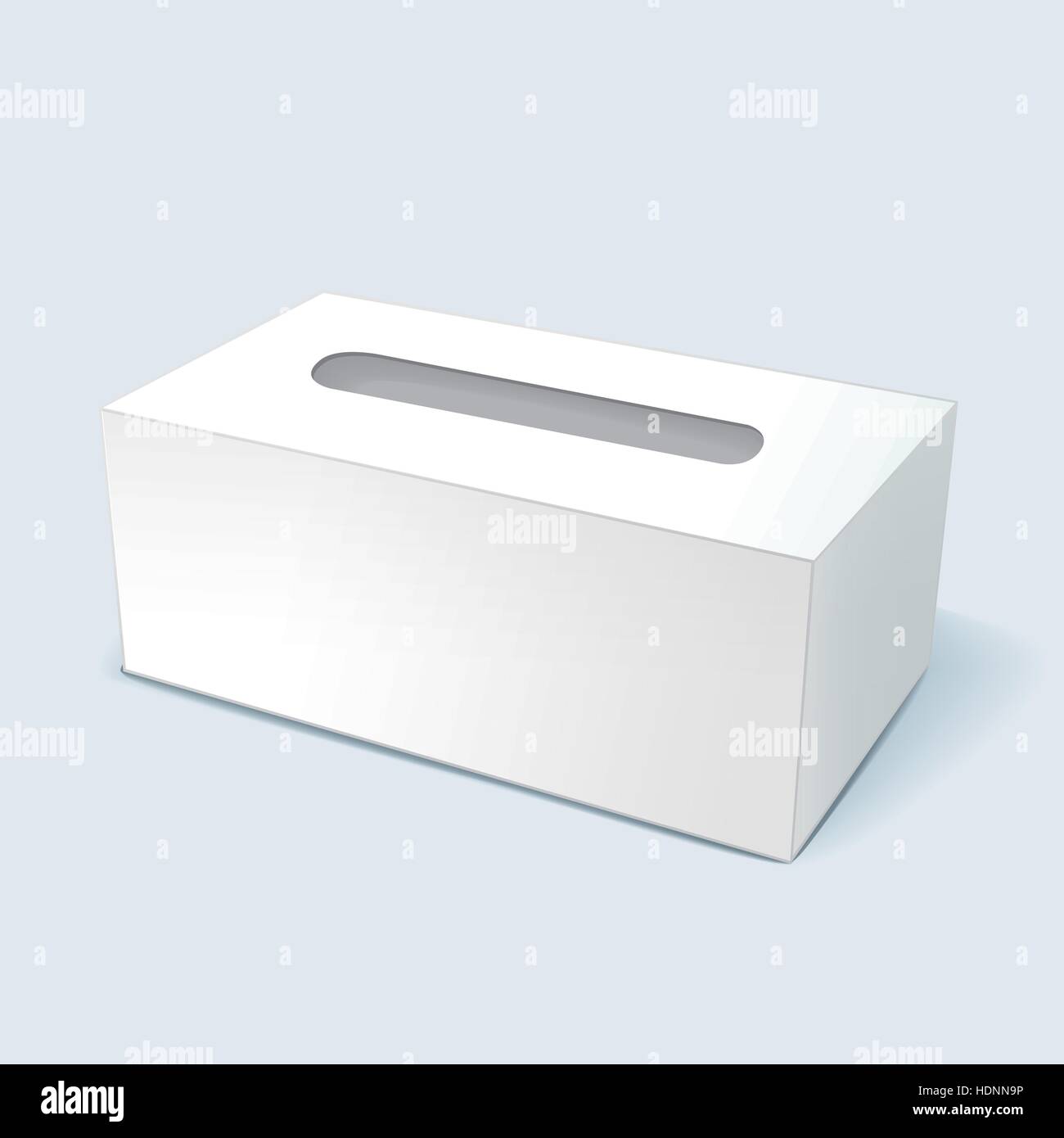 Ilustración vectorial de caja de pañuelos de papel en blanco con