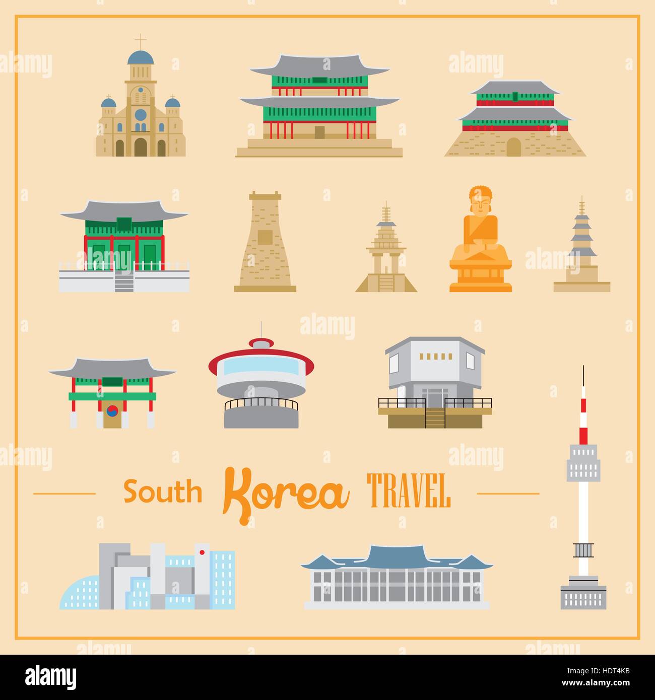 Preciosa colección de diseño de arquitectura de Corea del Sur en estilo