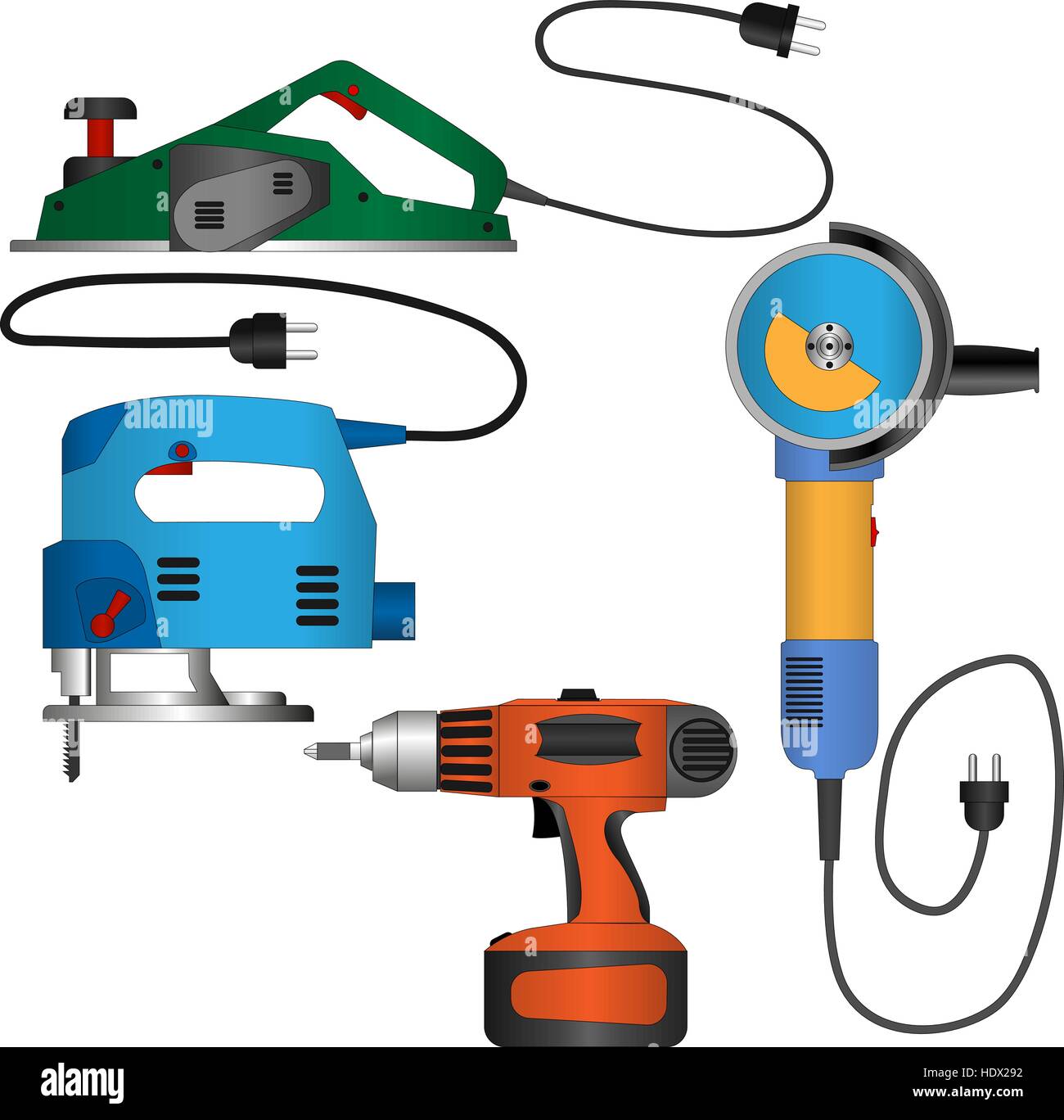 Plantilla infográfica profesional de electricista con coloridos  dispositivos de herramientas eléctricas y. elementos ilustración vectorial  Imagen Vector de stock - Alamy