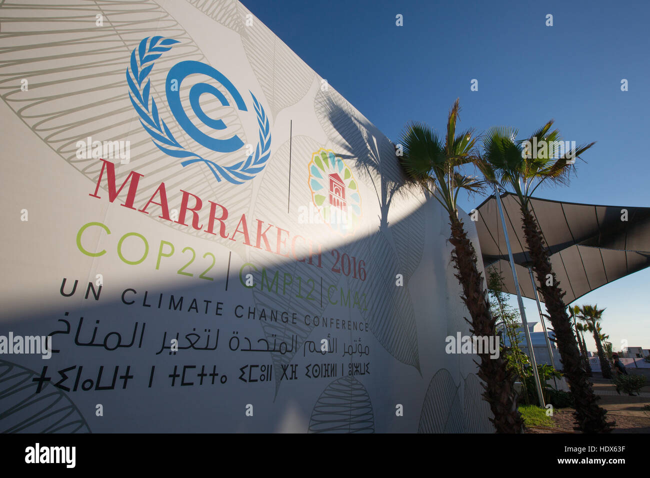Cmnucc COP22 las negociaciones sobre el cambio climático celebrada en Marrakech, Marruecos, en 2016. Foto de stock