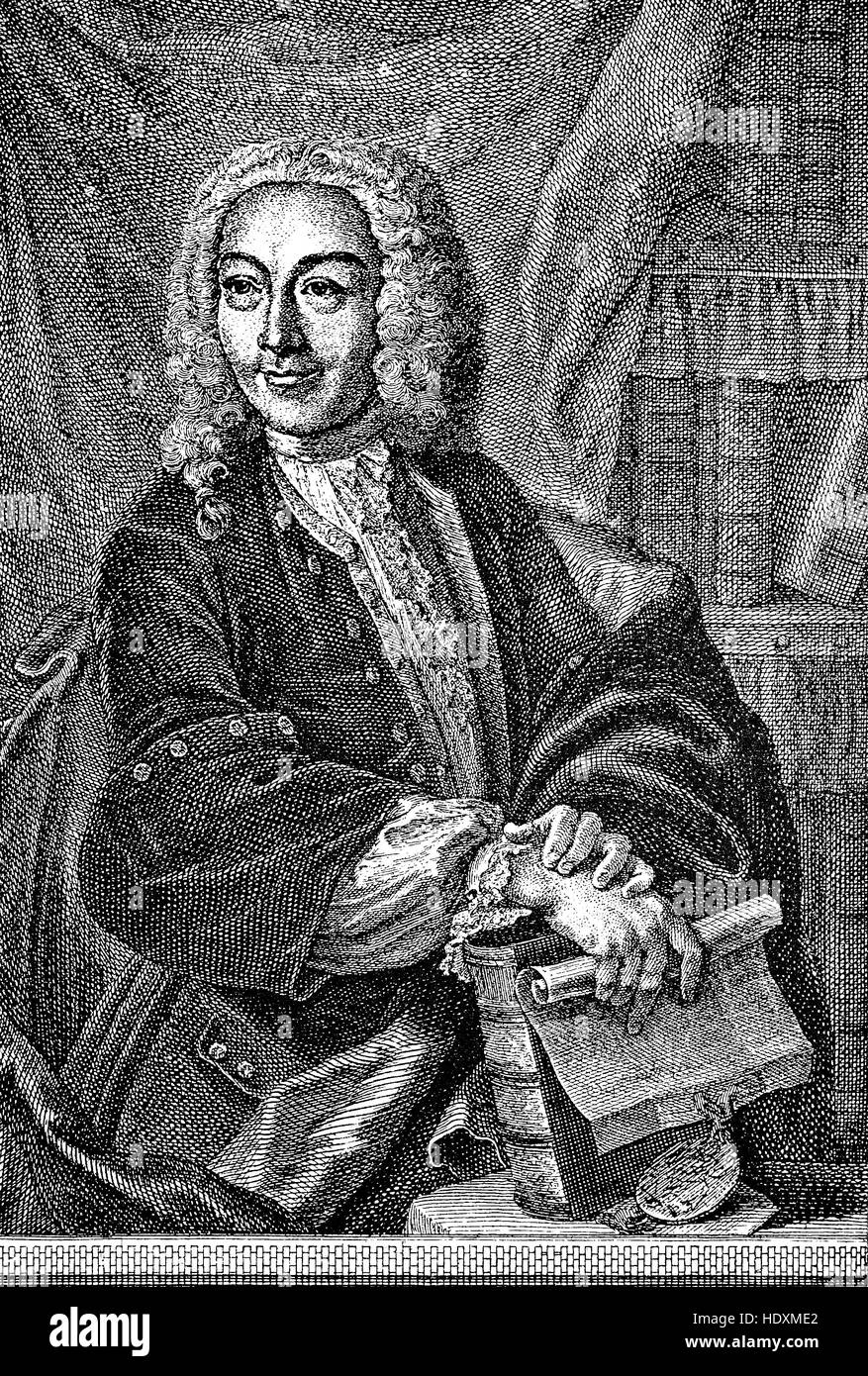 Karl Friedrich Drollinger, 1688-1742, un archivero, poeta y traductor, xilografía a partir del año 1882, digital mejorado Foto de stock