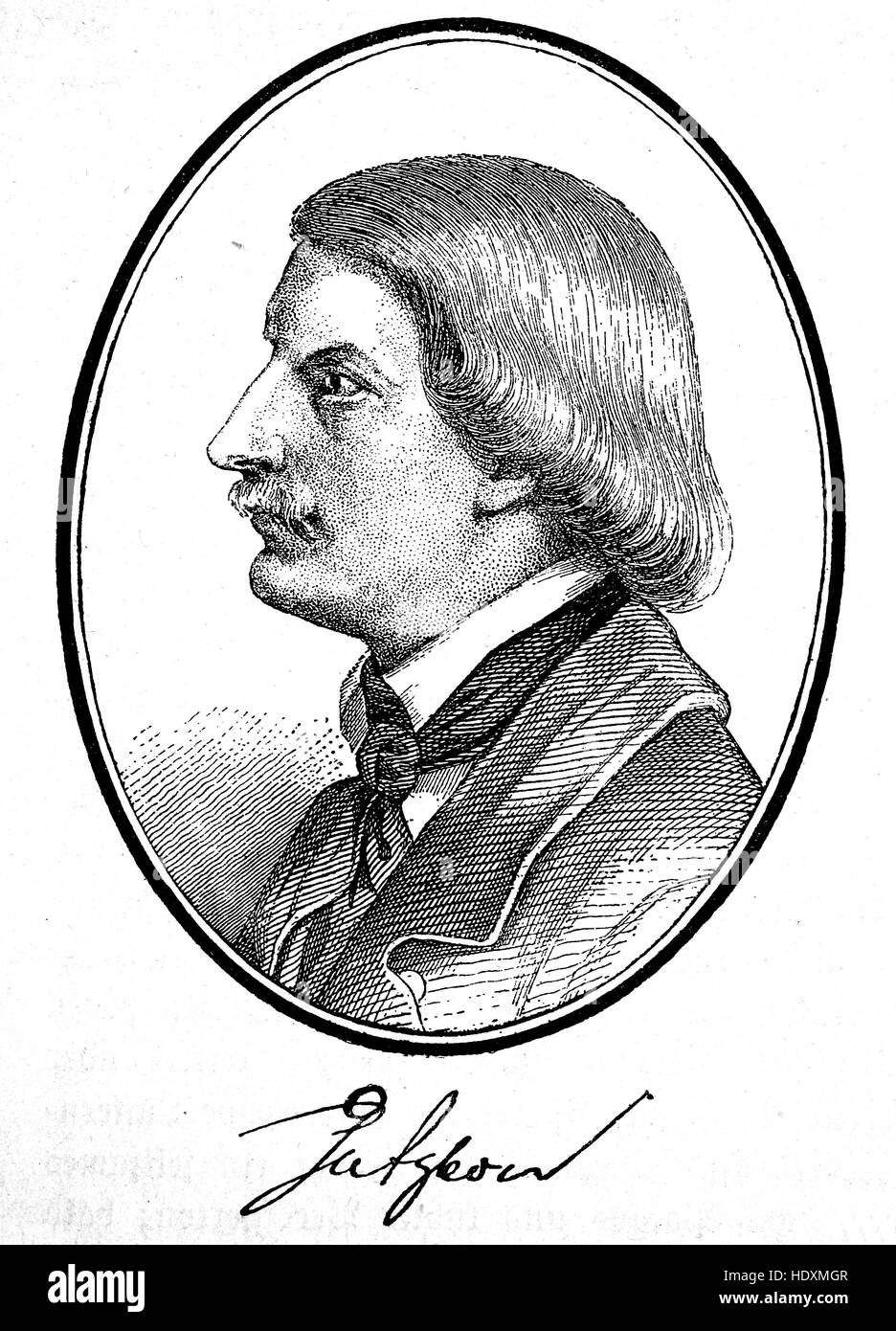 Karl Ferdinand Gutzkow, 1811-1878, un escritor alemán, xilografía a partir del año 1882, digital mejorado Foto de stock