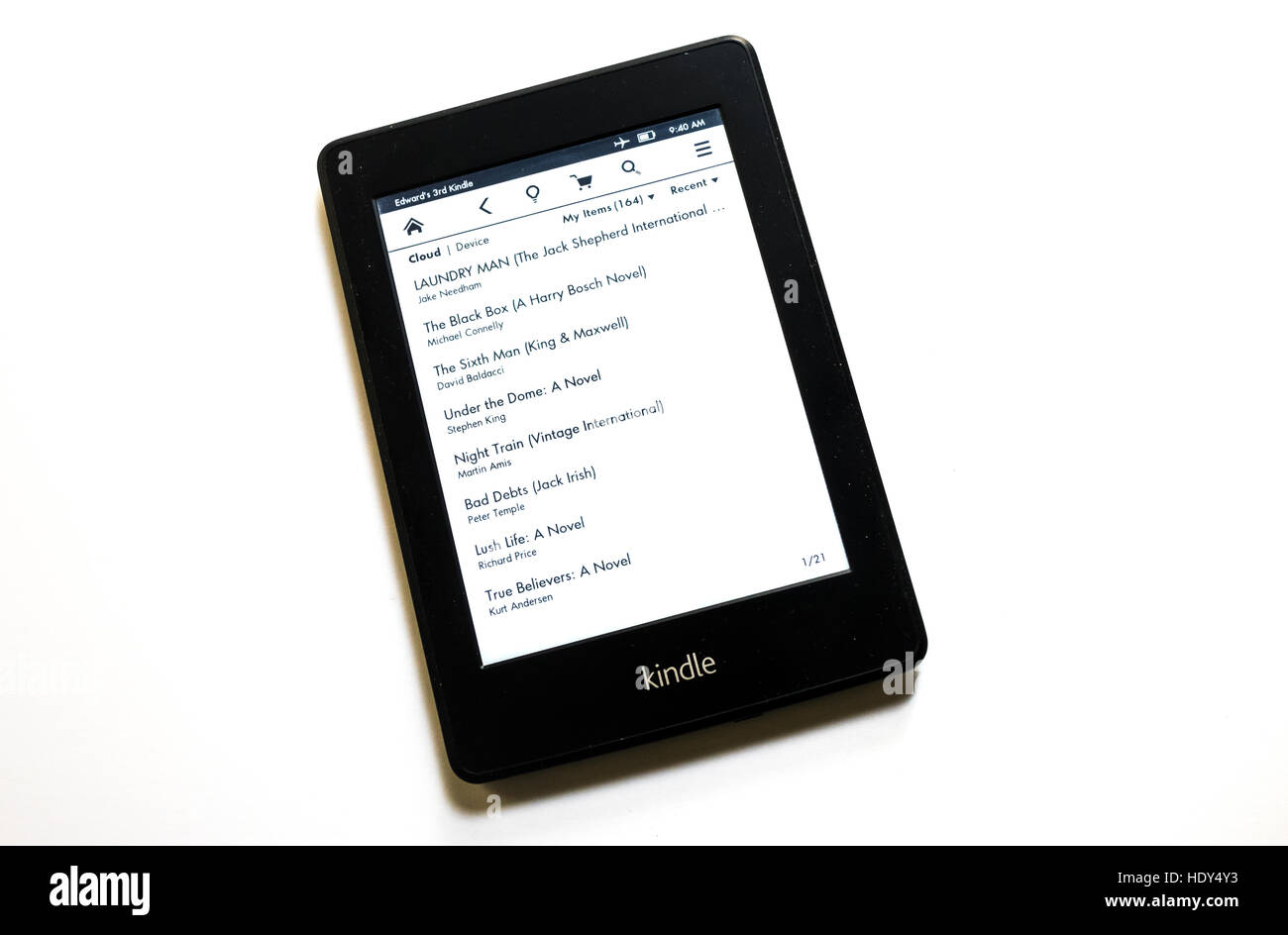 Paperwhite Kindle E-Reader Foto de stock