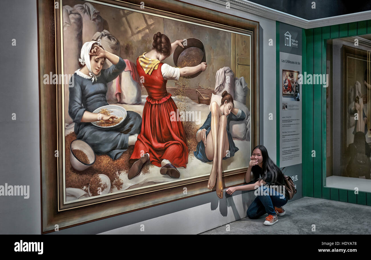 3D pintura artística en el arte de truco ilusión óptica Entertainment Center en Hua Hin, Tailandia, S. E. Asia. Foto de stock