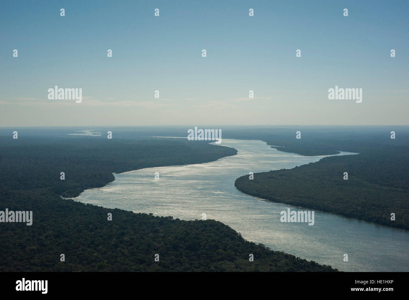 Juruena vista aérea tomada en el Parque Nacional Juruena, Brasil. Foto de stock