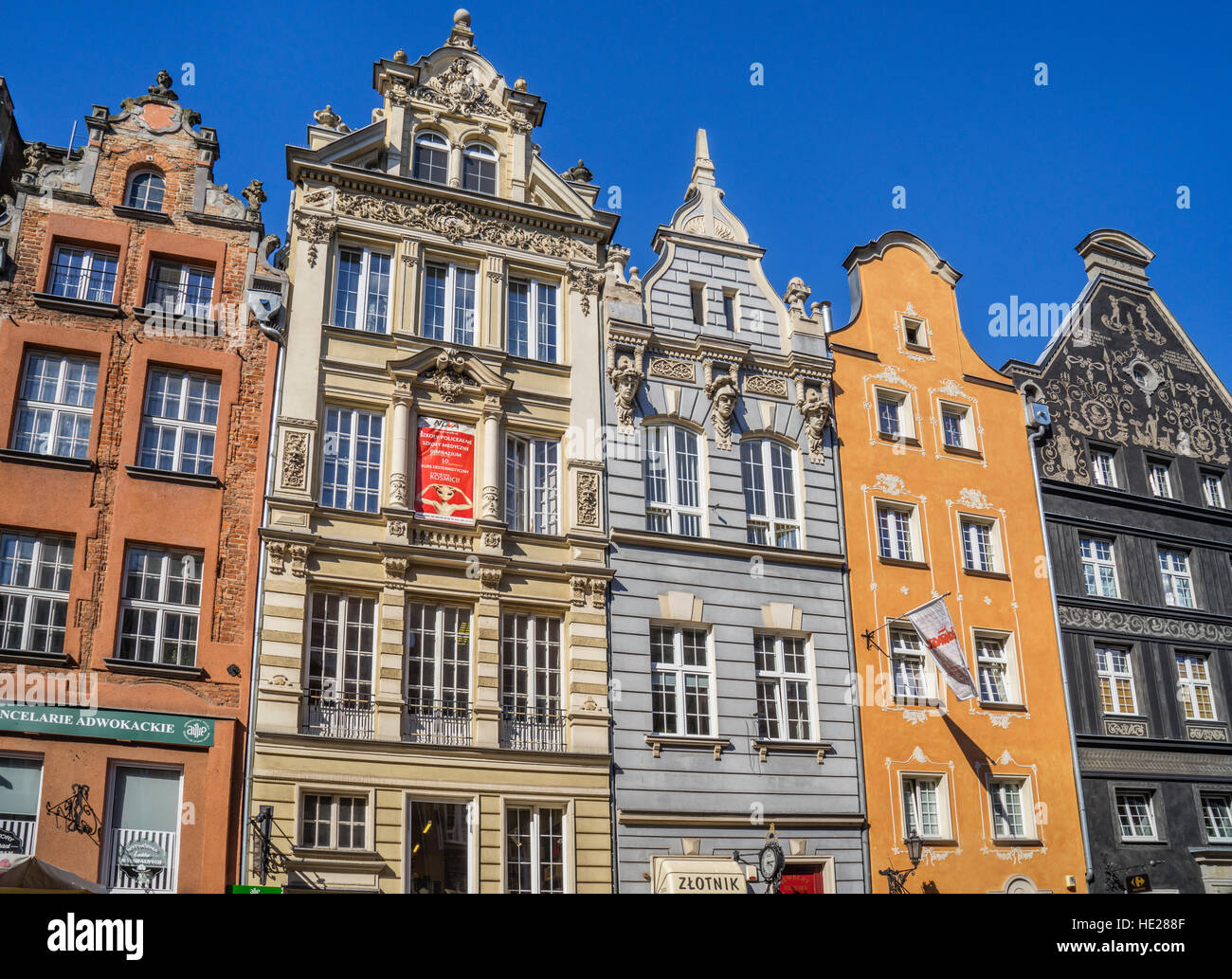 Polonia, Pomerania, Gdansk (Danzig), casas patricias en Long Lane (Langgasse/ Ulica Dluga) Foto de stock