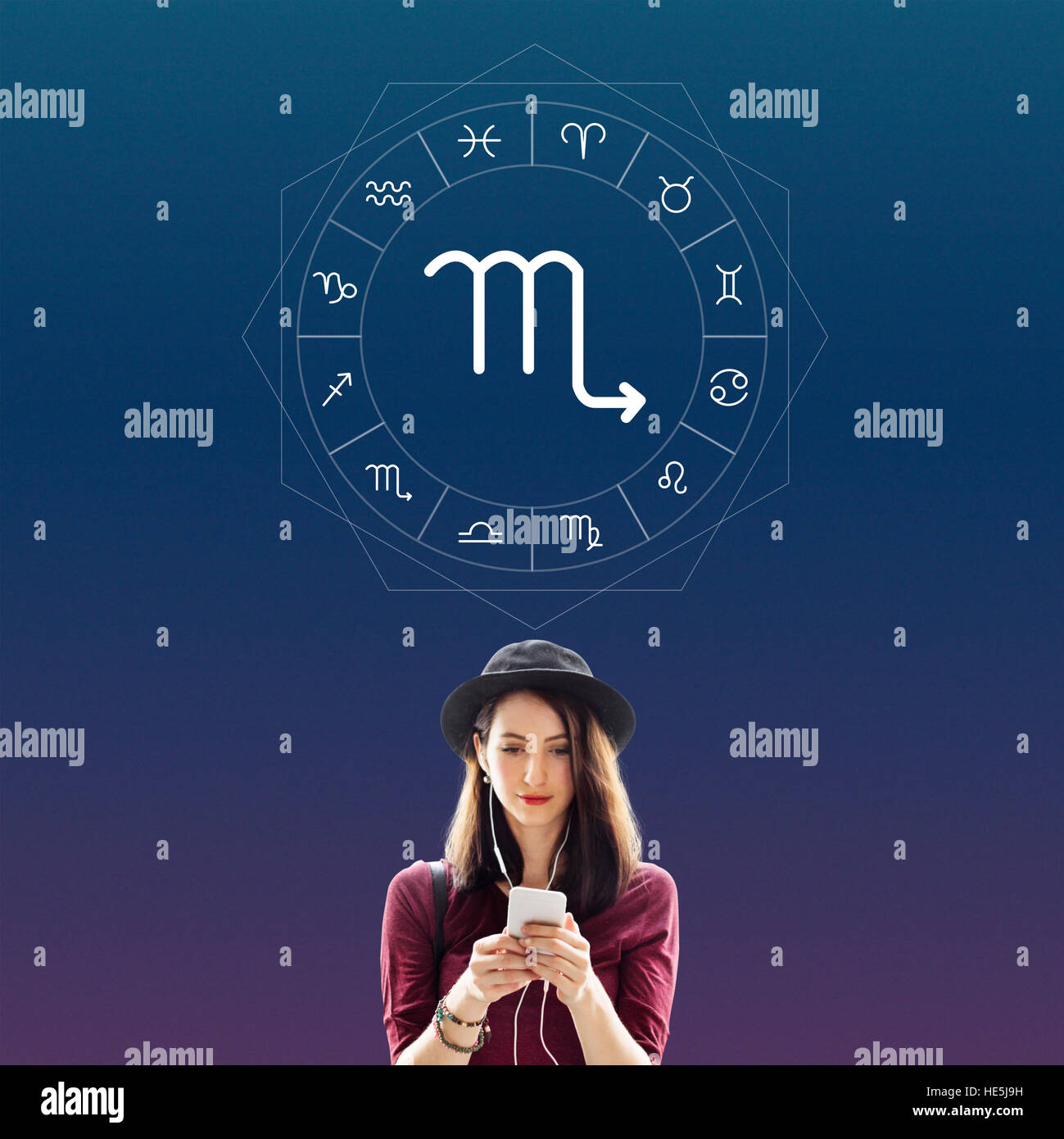Símbolo de Escorpio Horóscopo Zodiaco Concepto Gráfico Fotografía de