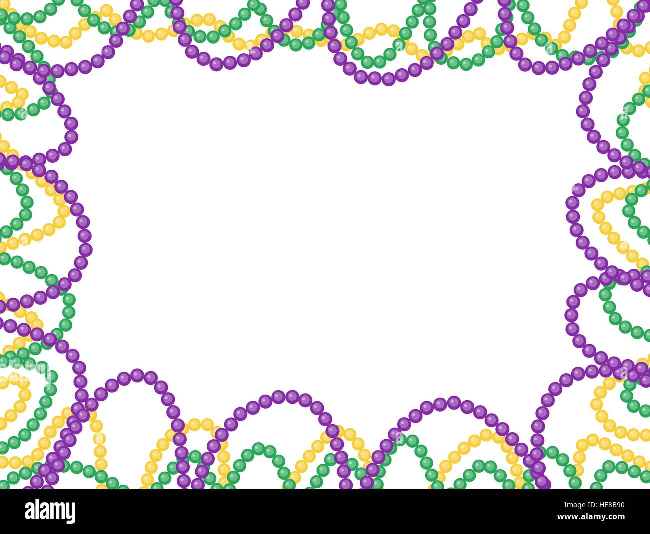 Mardi Gras beads bastidor, aislado sobre fondo blanco. Ilustración  vectorial Imagen Vector de stock - Alamy