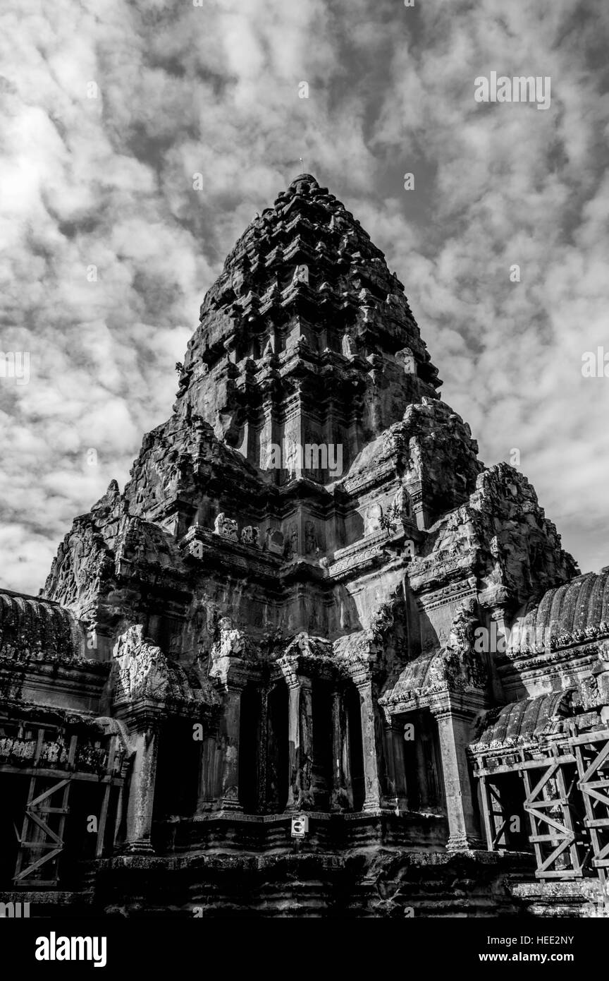 El impresionante detalle ricas estructuras intemporales de Angkor Wat Foto de stock