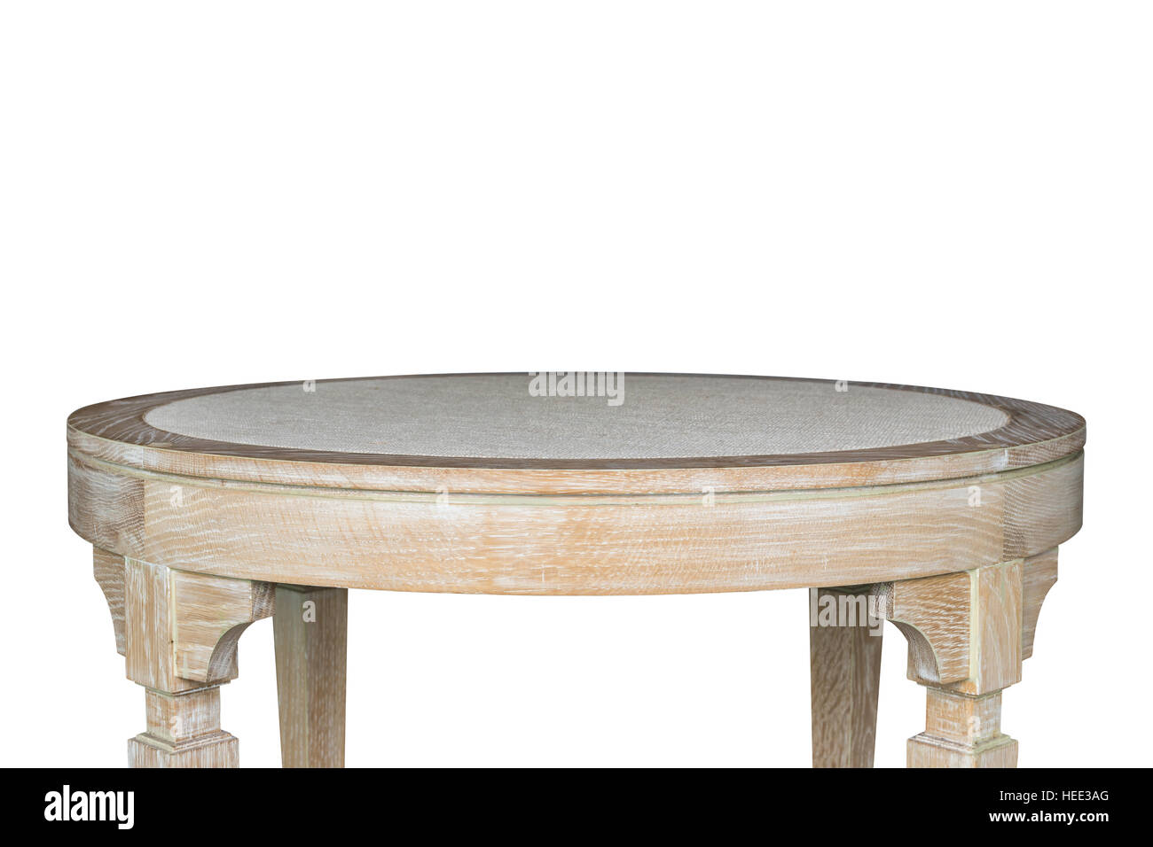 Vacíe la parte superior de la tabla de madera o counter aislado sobre fondo blanco. Para la presentación del producto Foto de stock