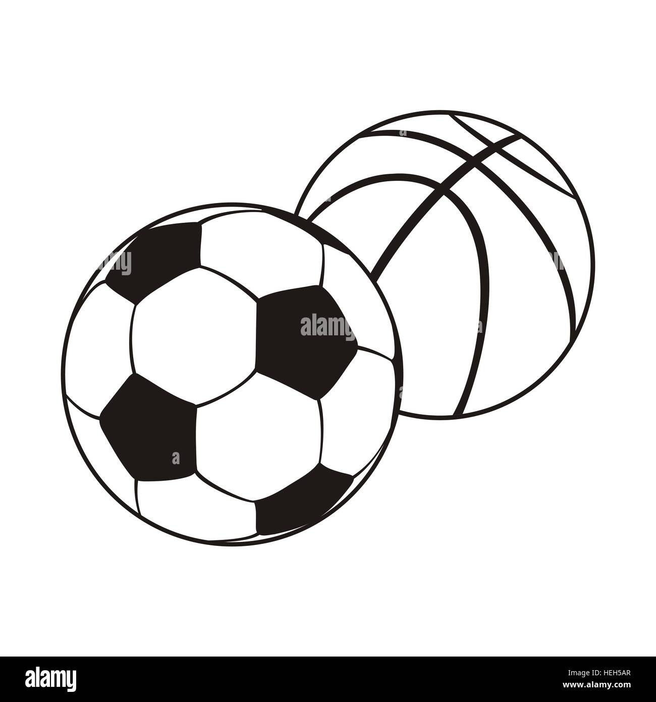 Juego monocromo balón de fútbol y baloncesto. Blanco Negro de balones de  fútbol y baloncesto, combinación Imagen Vector de stock - Alamy