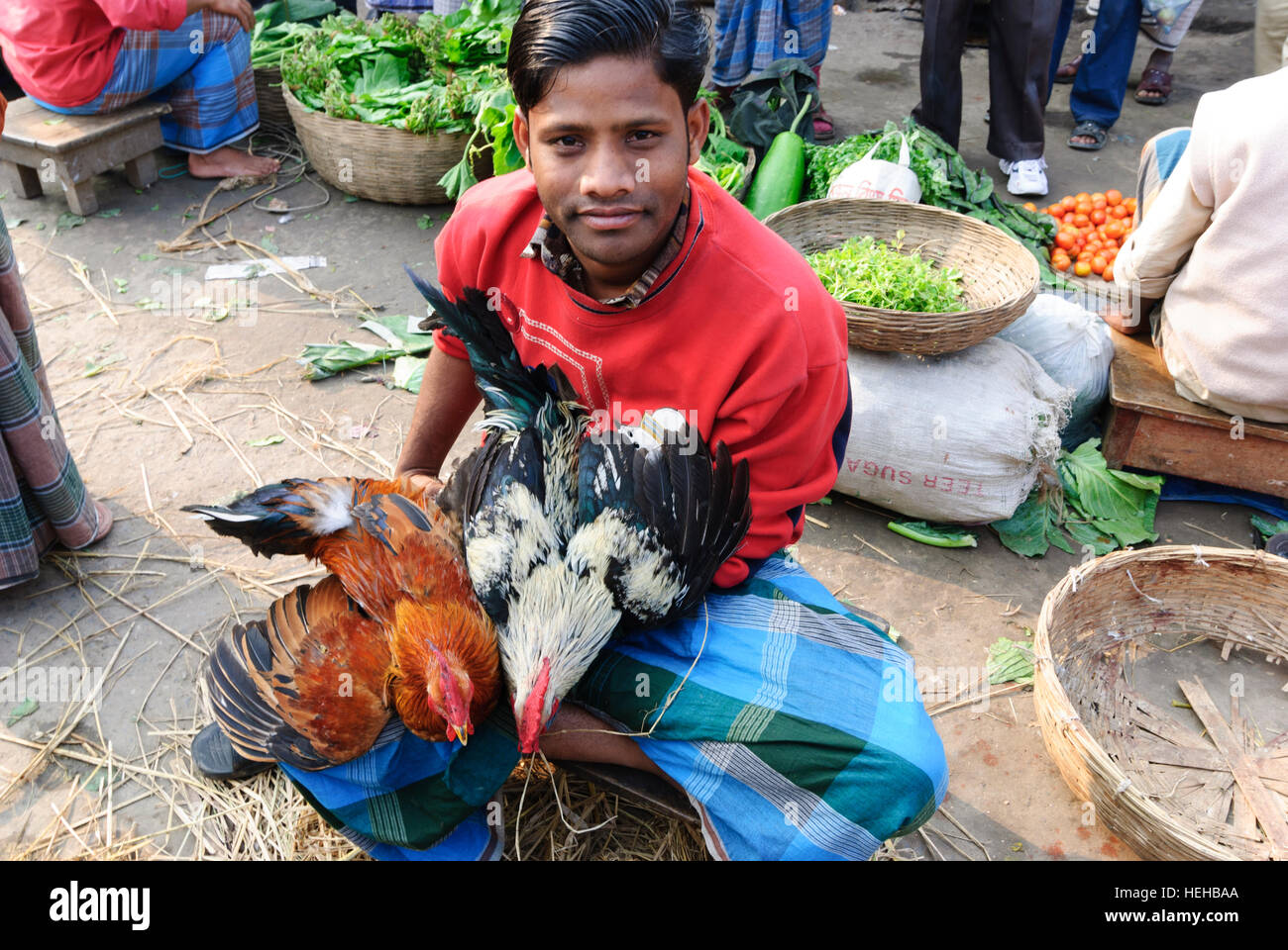 Barisal: Mercado, aves de corral, pollos, División de Barisal, Bangladesh Foto de stock