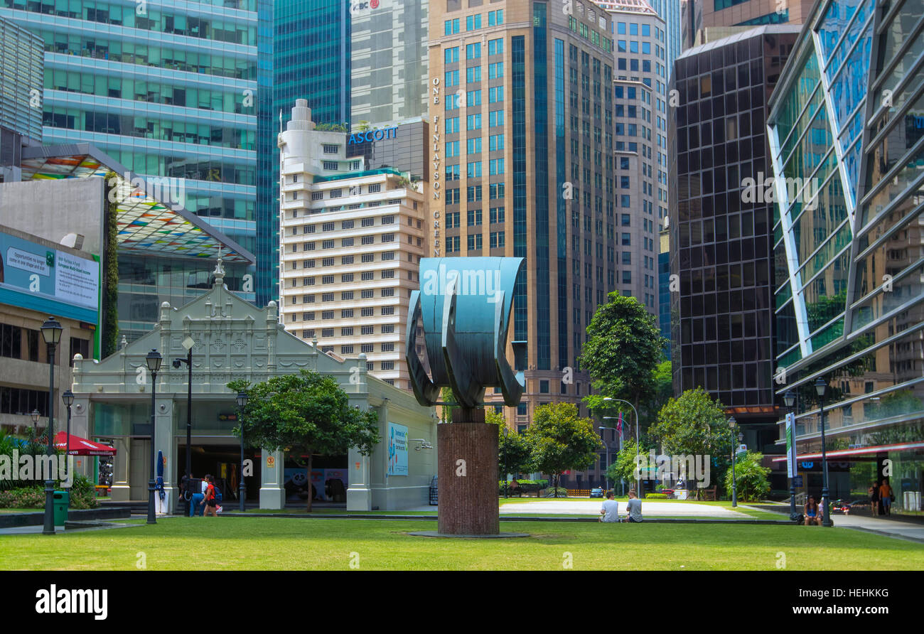Raffles plaza en el distrito de negocios , Singapur Foto de stock