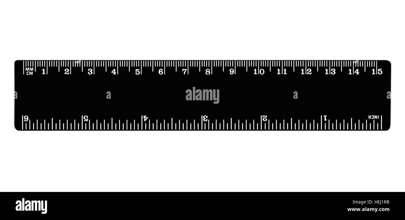 Regla negro aislado, pulgadas, centímetros, milímetros, distancia en  sistema métrico e imperial, cm y unidades de longitud mm marcas, macro  detallada closeup, blanco Fotografía de stock - Alamy