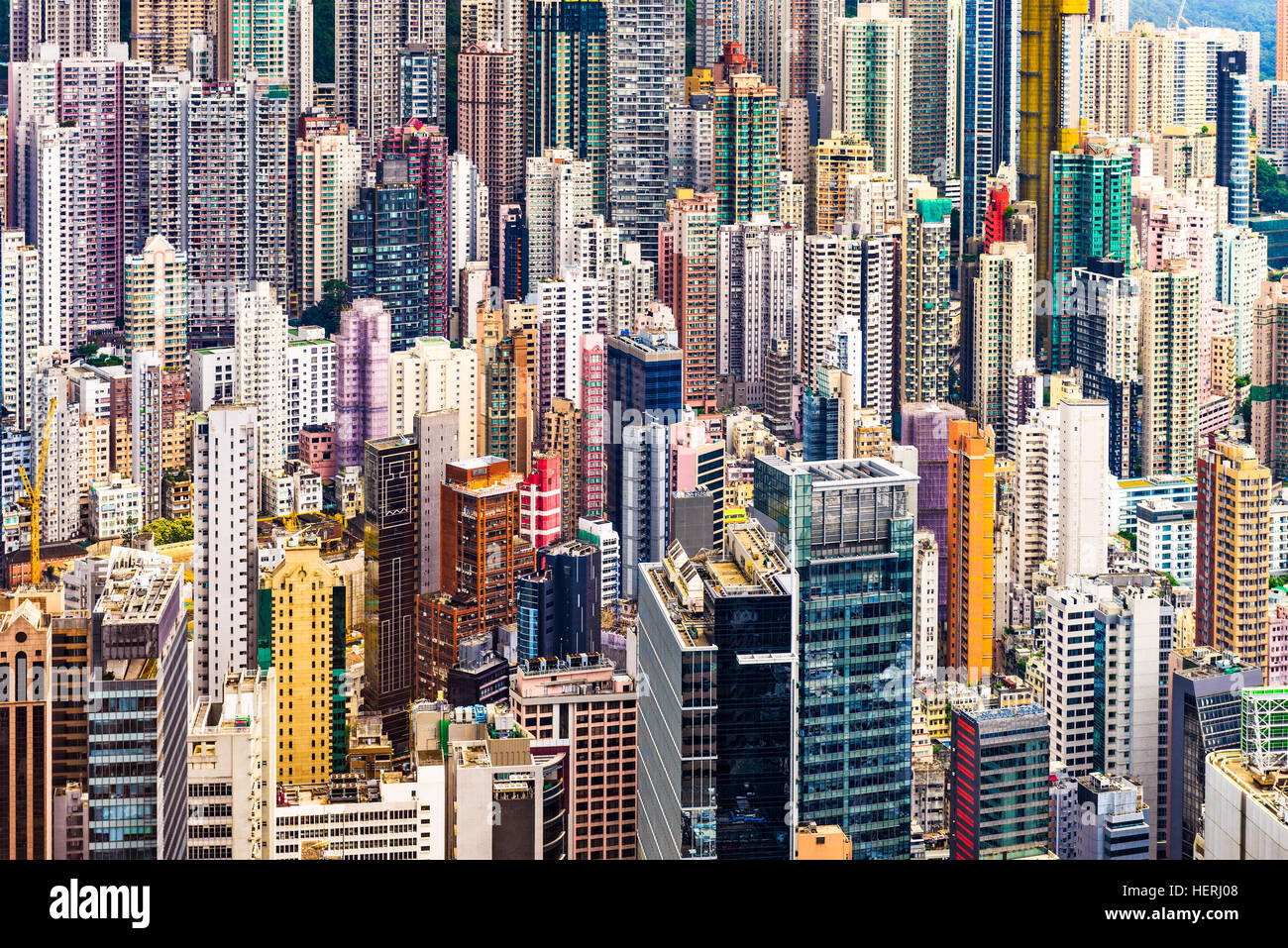 Hong Kong, China, edificios urbanos densos Foto de stock