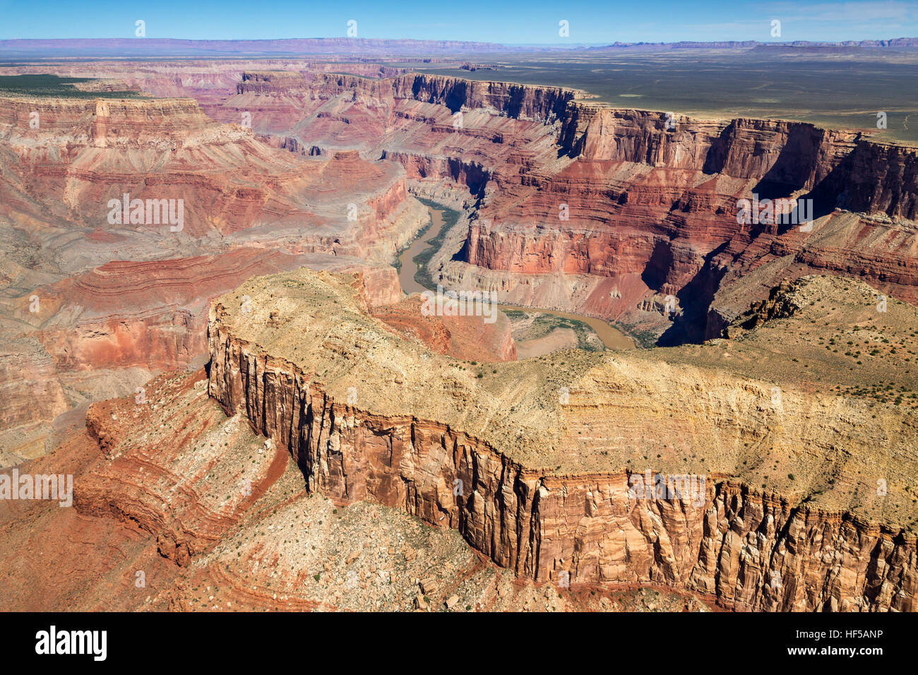 Paisaje, panorama, el rock, el cañón, el Río Colorado, vista aérea, South Rim, el Parque Nacional del Gran Cañón, Arizona, EE.UU. Foto de stock