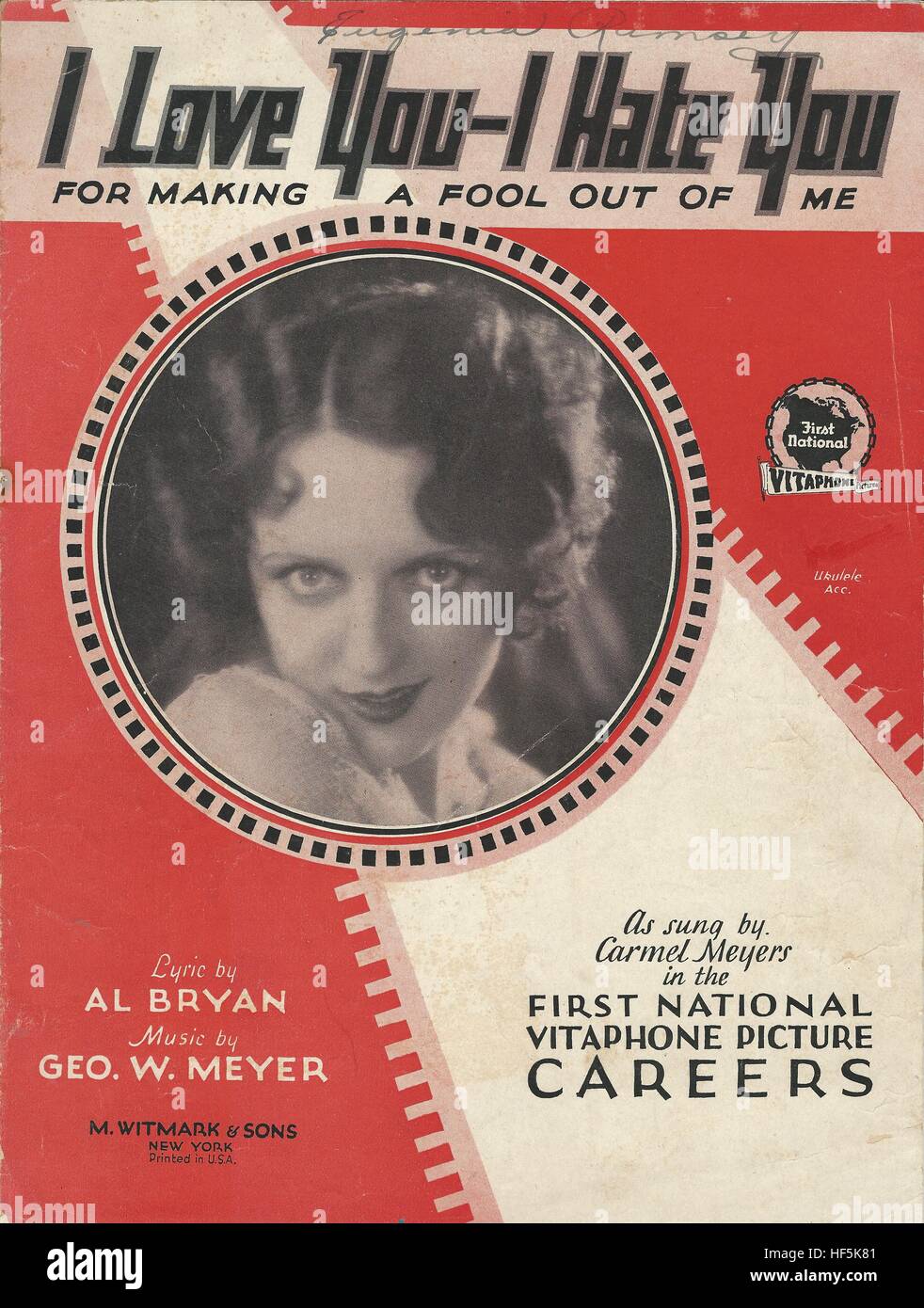 "Te Quiero-Te odio' desde 1929 película "carreras" cubierta de partituras Foto de stock