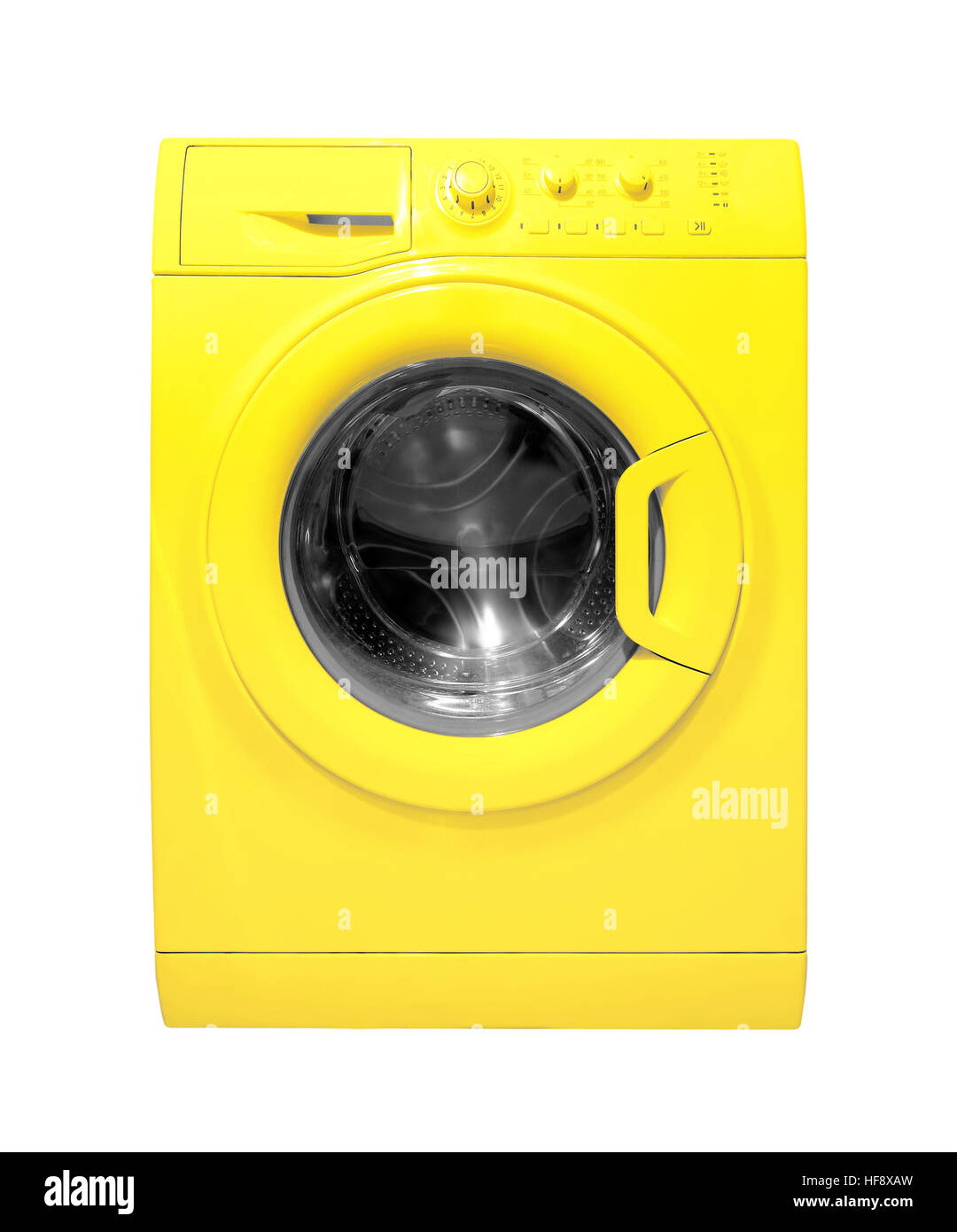 Electrodomésticos: lavadora de color amarillo sobre fondo blanco Fotografía  de stock - Alamy