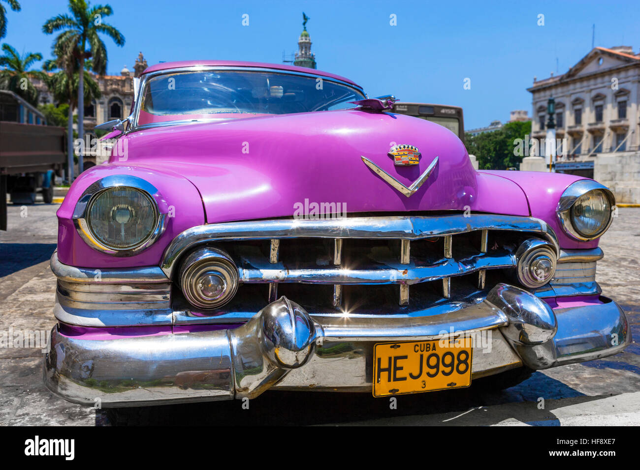 Cuba, el coche. Viejos Coches americanos en La Habana, Cuba Foto de stock