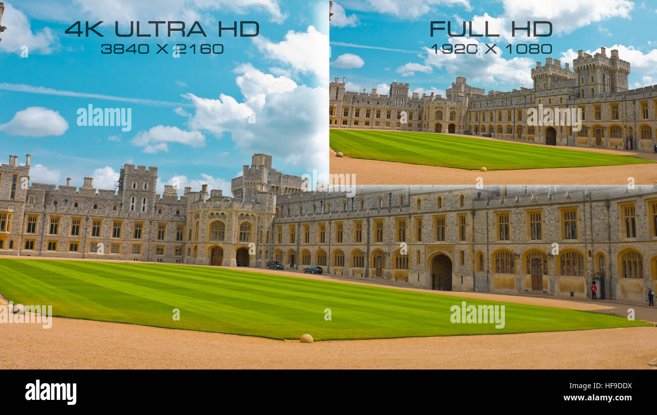 Siete Huelga barbilla Comparación 3840x2160 Ultra HD 4K con Full HD 1920 x 1080 Fotografía de  stock - Alamy