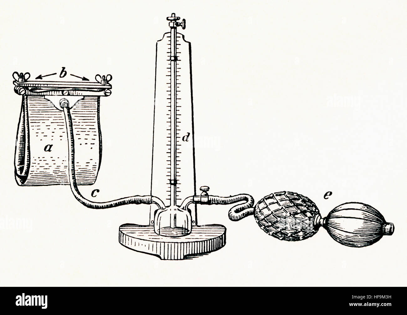 Un esfigmomanómetro de principios del siglo XX, medidor de presión sanguínea aka, monitor de