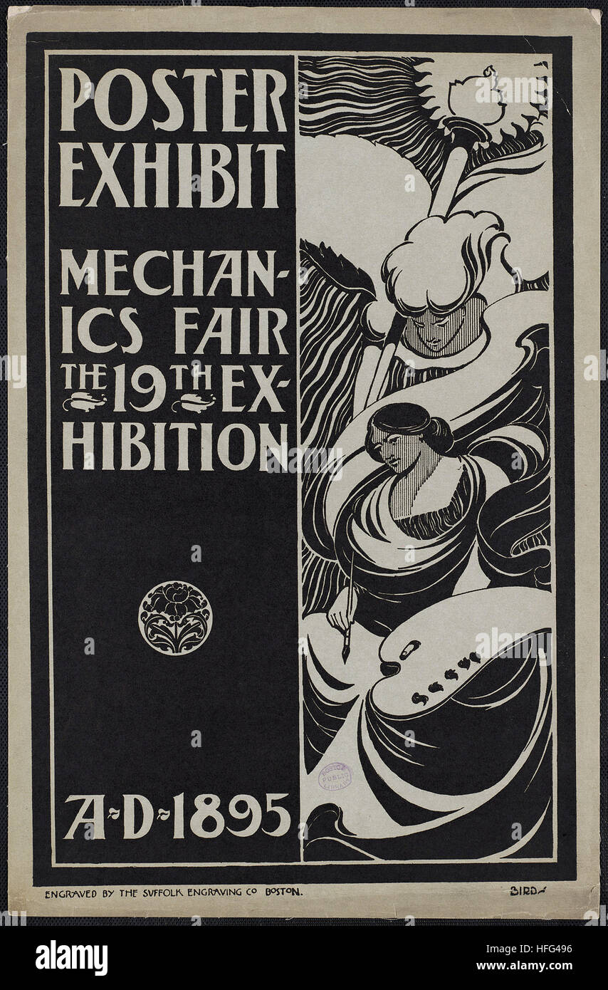 Exposición de carteles, la mecánica, la 19ª Feria de exposición, A.D. 1895 Foto de stock