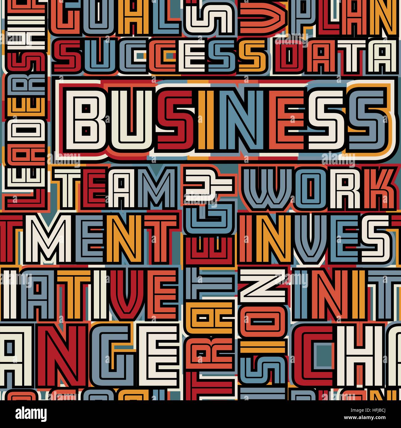 Vector colorido mosaico sin fisuras de los negocios palabras Ilustración del Vector