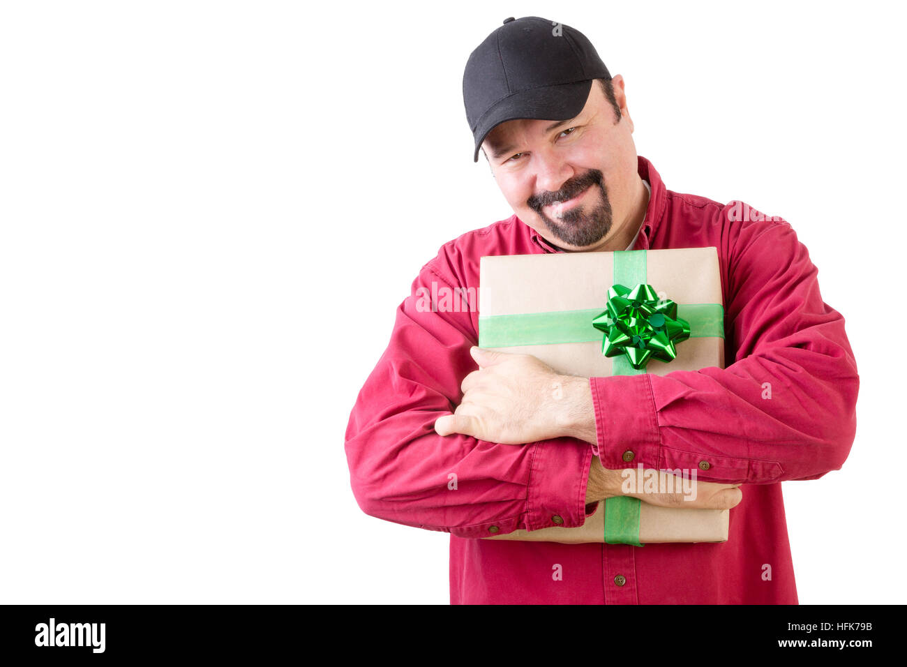 Hombre Joven Que Sostiene Un Regalo Envuelto Oro Imagen de archivo - Imagen  de suéter, hombre: 53874003