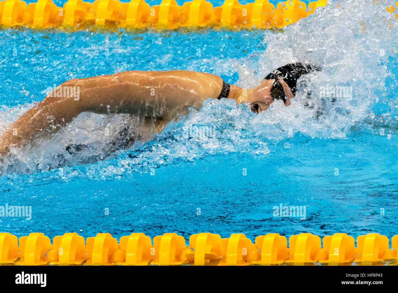 Río de Janeiro, Brasil. El 9 de agosto de 2016. Katie Ledecky (USA) el ganador de medalla de oro compitiendo en la final de los 200 metros femeninos en el freestyle 2016 Ol Foto de stock