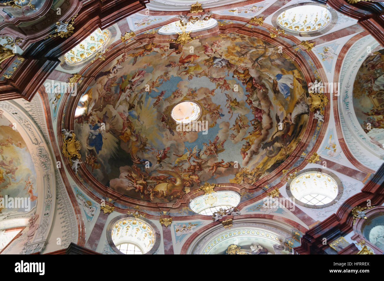 Altenburg: fresco en la cúpula de la iglesia en el Stift Altenburg, Waldviertel, Niederösterreich, Baja Austria, Austria Foto de stock